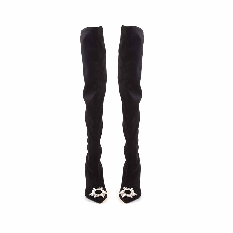 Rouge Kadın Streç Deri Enjeksiyon Microlight Taban Siyah Günlük Çizme