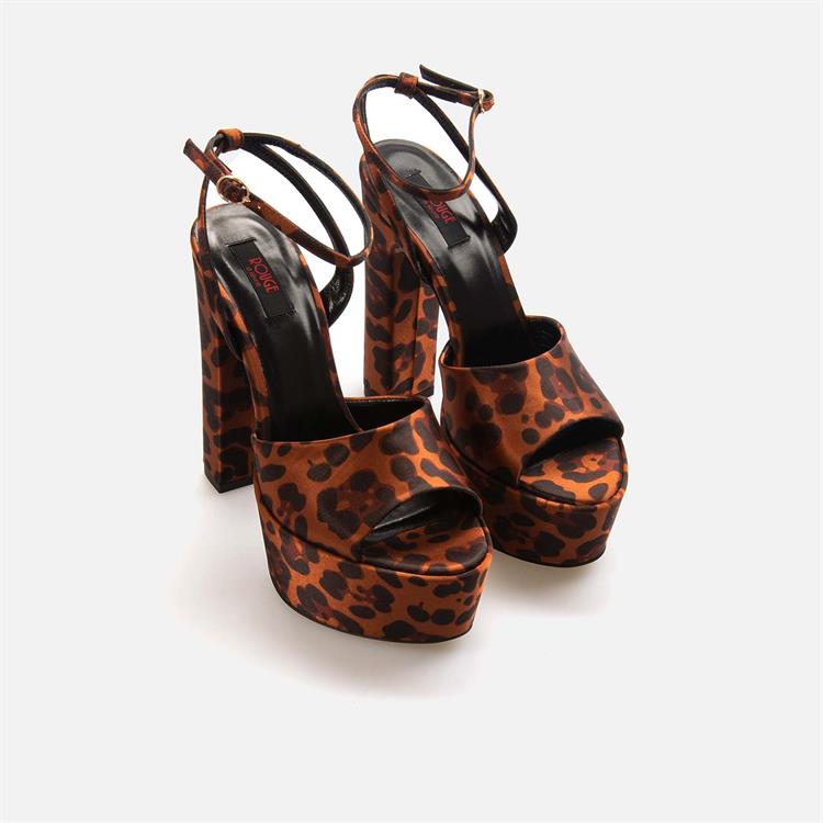 Rouge Kadın Saten Microlight Taban Leopar Gece & Abiye Ayakkabı