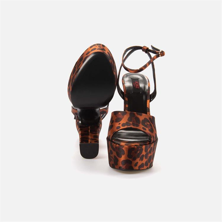 Rouge Kadın Saten Microlight Taban Leopar Gece & Abiye Ayakkabı