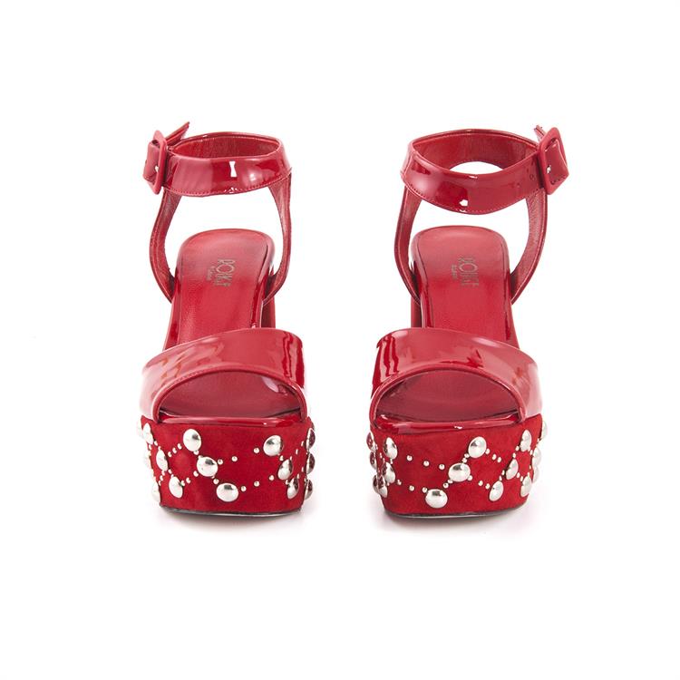 Rouge Kadın Rugan Deri Neolit Taban Kırmızı Parlak Gece & Abiye Sandalet