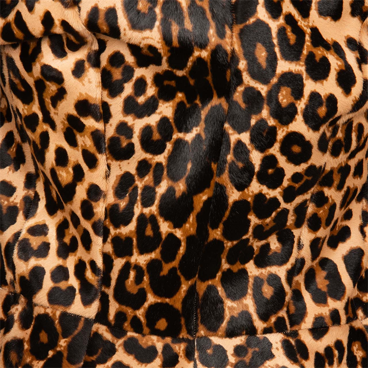 Rouge Kürklü Leopar Desenli Kadın Deri Mont P253K