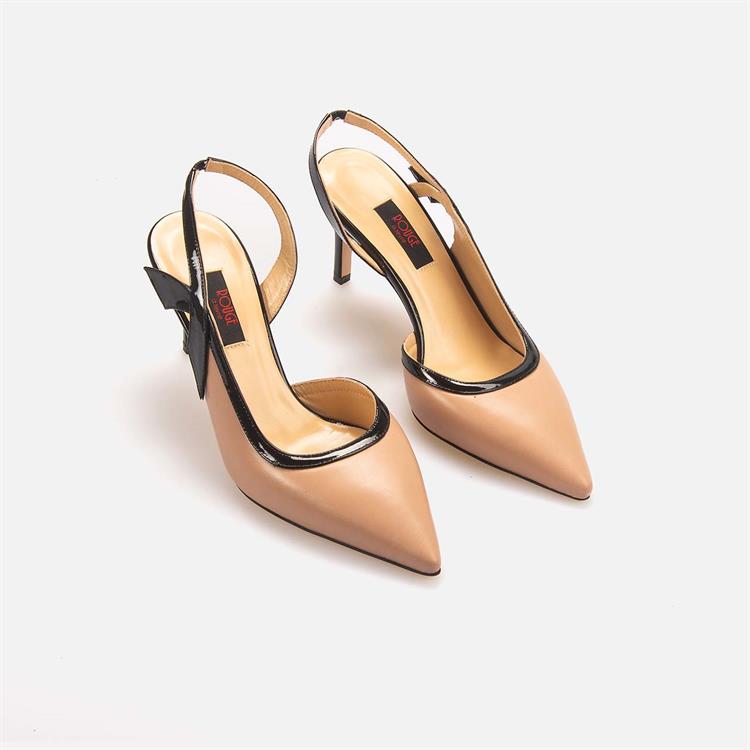 Rouge Kadın Hakiki Deri Microlight Taban Bej-Siyah Gece & Abiye Ayakkabı