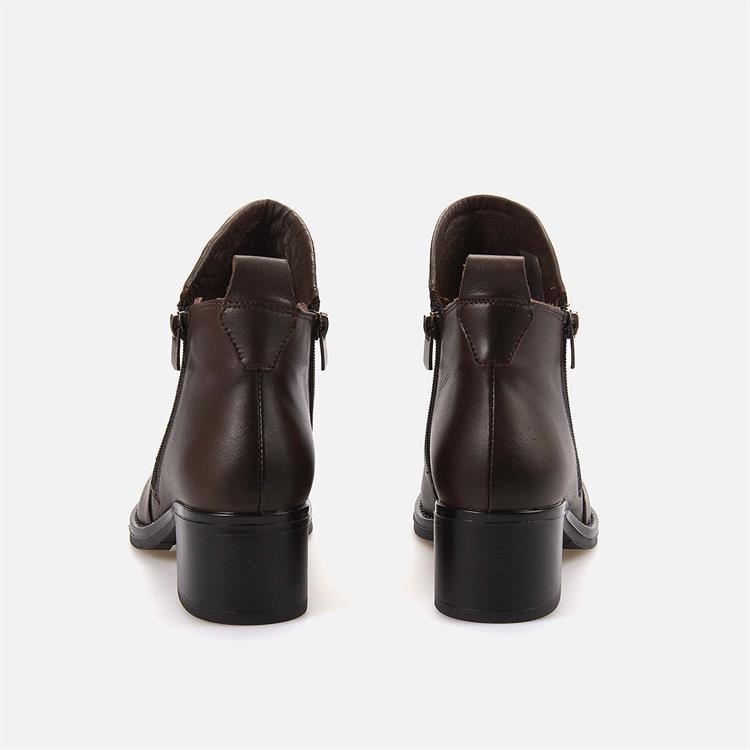 Tanca Kadın Hakiki Deri Kauçuk Taban Kahverengi Günlük Bot