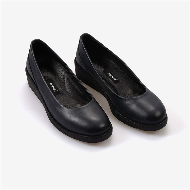 Kemal Tanca Hakiki Deri Kadın Siyah  Günlük Ayakkabı