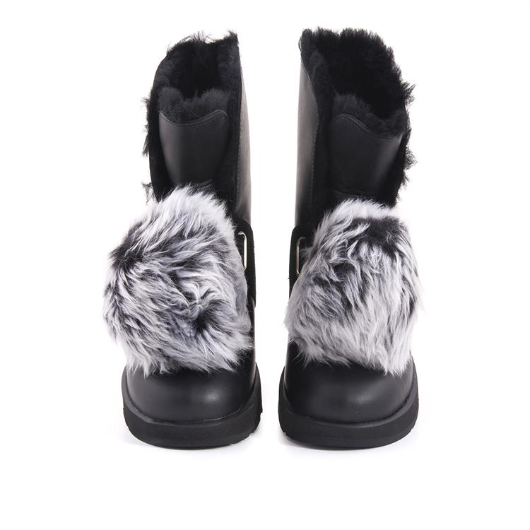 Ugg Kadın Süet Kauçuk Taban Siyah Günlük Bot