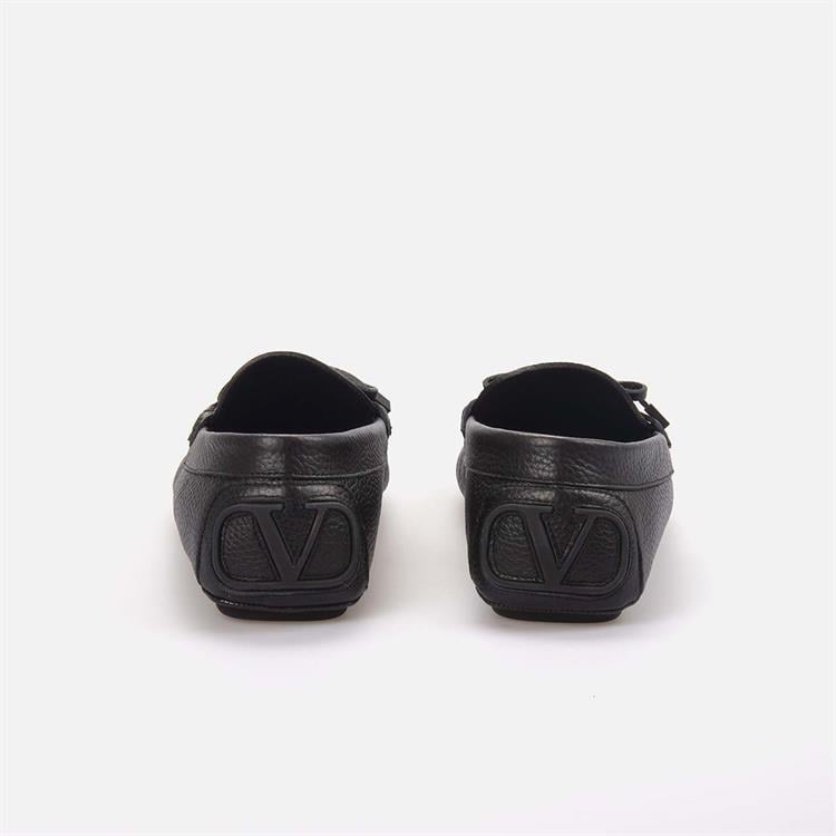 Valentino Garavani Erkek Hakiki Deri Siyah Loafer Konforlu Ayakkabı