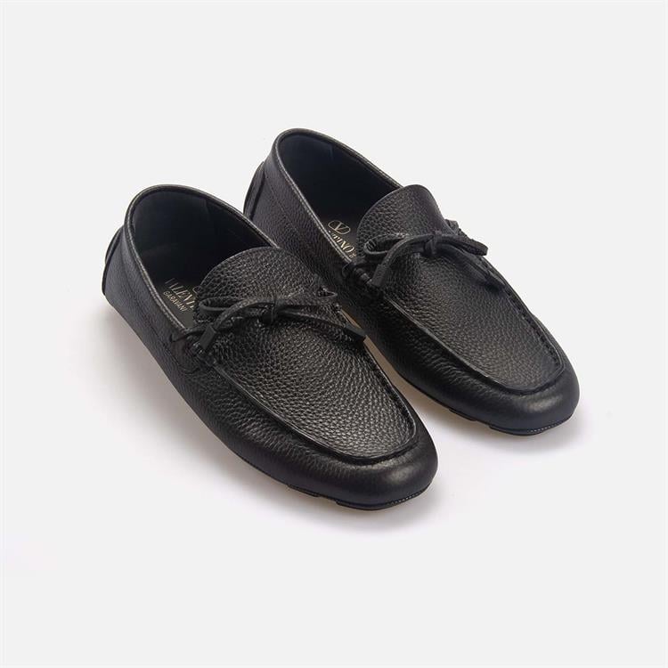 Valentino Garavani Erkek Hakiki Deri Siyah Loafer Konforlu Ayakkabı