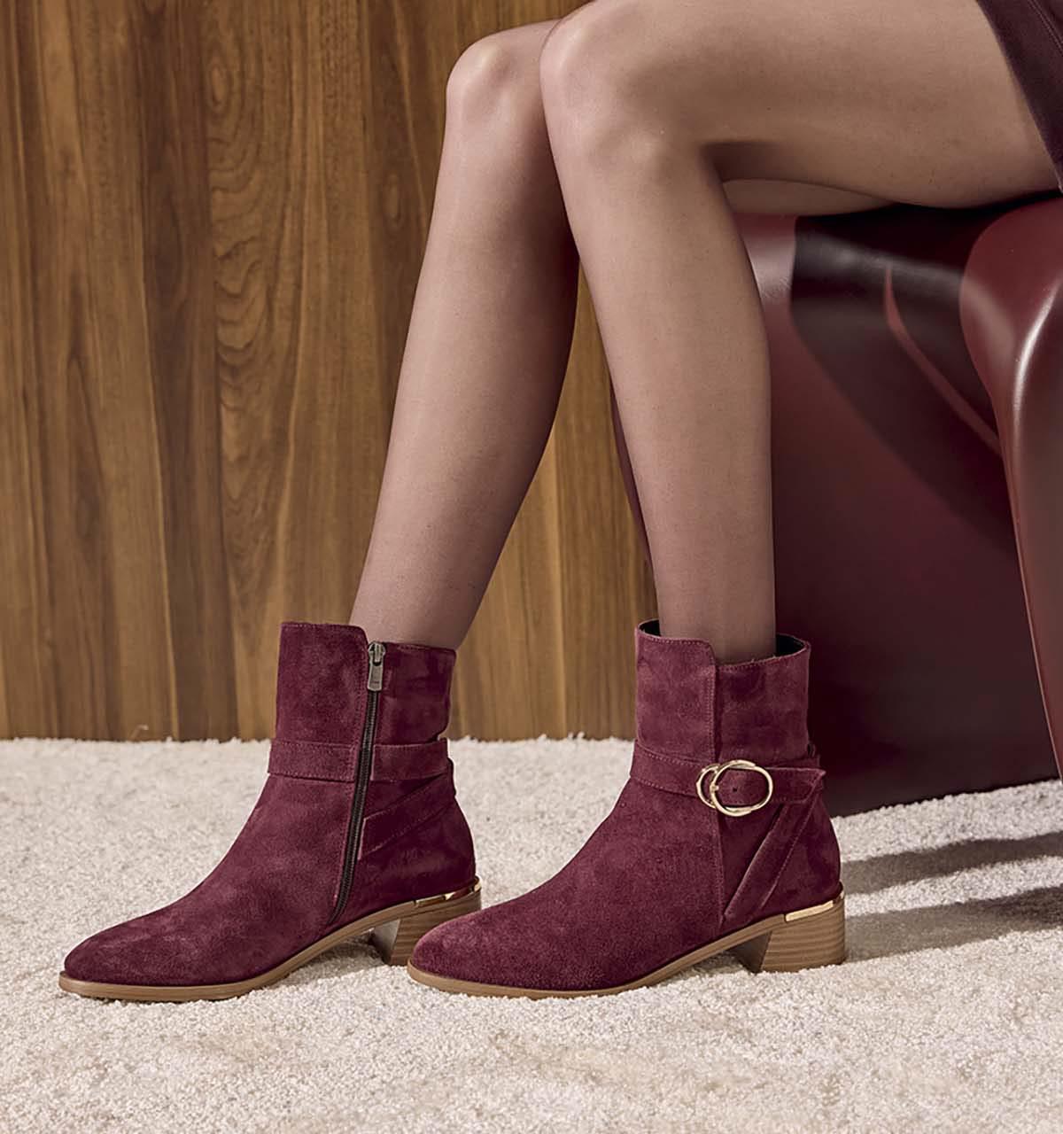 Günlük BotKemal TancaKemal Tanca Hakiki Deri  Kadın Süet Topuklu Bot 26-103557K