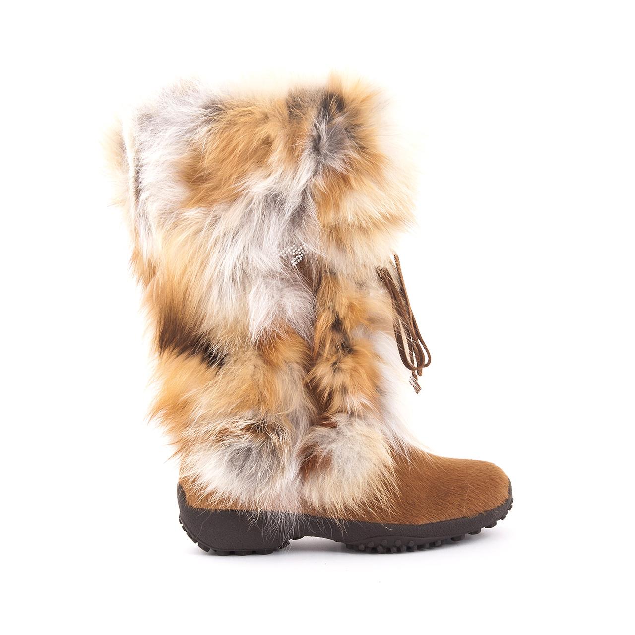 Olang Kadın Deri Kürklü Kauçuk Taban Kırmızı Ayakkabı