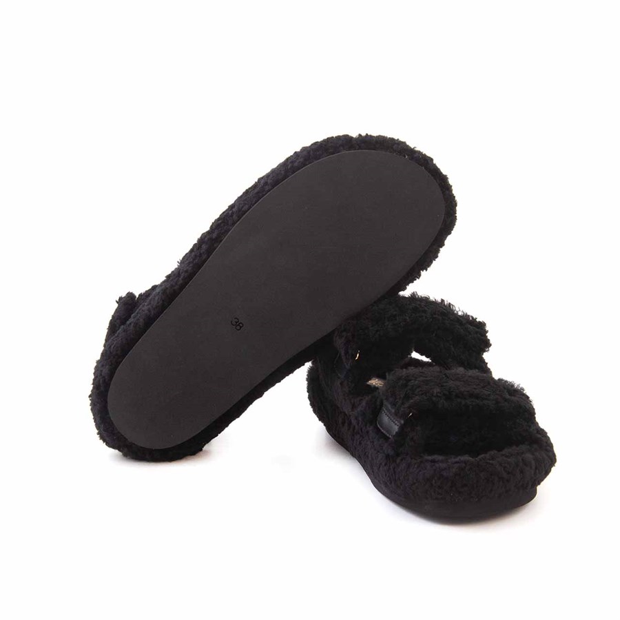 Rouge Kadın Hakiki Deri Microlight Taban Siyah Sandalet 