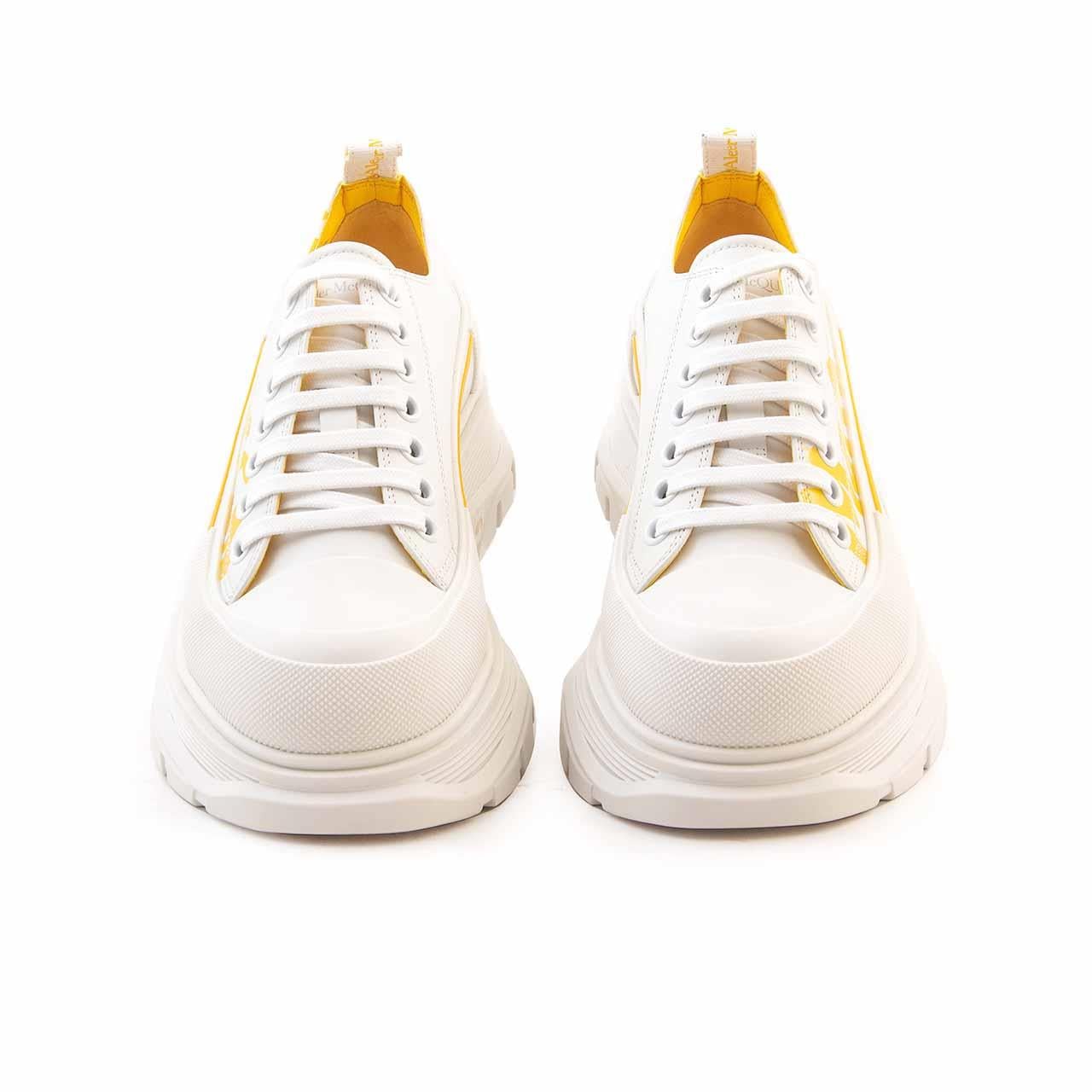 Alexander Mcqueen Erkek Hakiki Deri Beyaz-Sarı Spor & Sneaker Ayakkabı