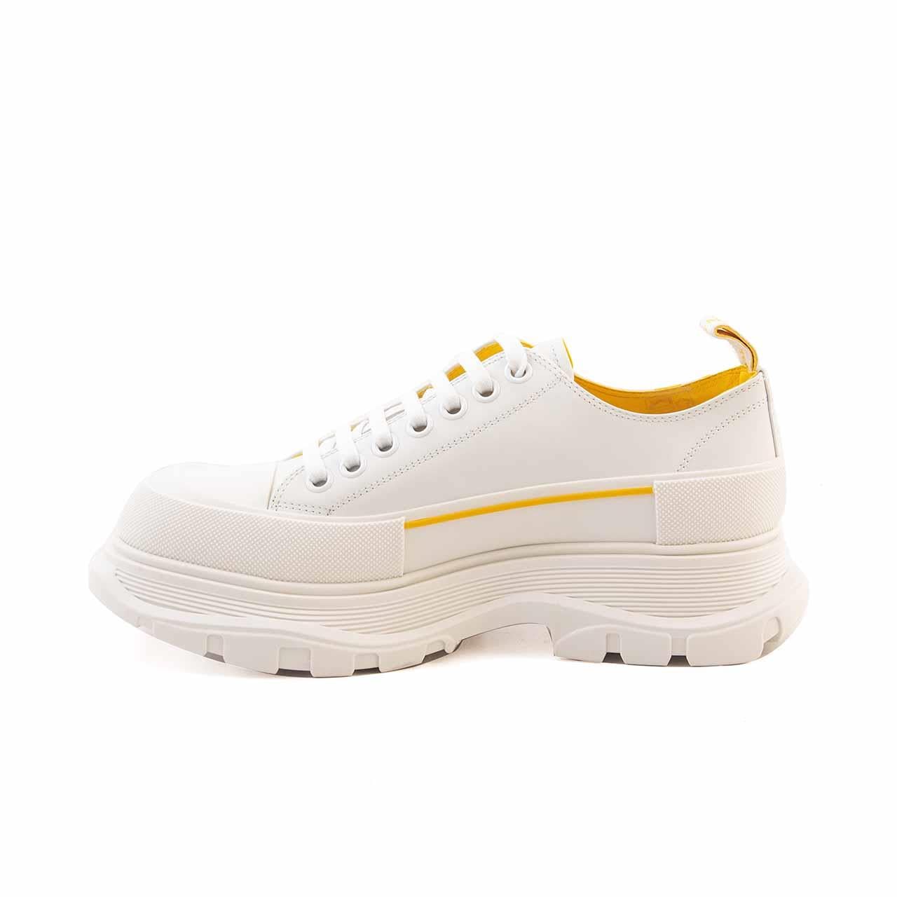 Alexander Mcqueen Erkek Hakiki Deri Beyaz-Sarı Spor & Sneaker Ayakkabı