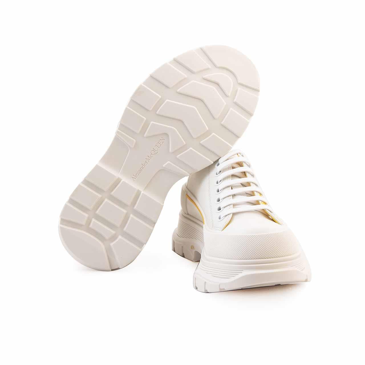 Alexander Mcqueen Erkek Hakiki Deri Beyaz-Sarı Spor & Sneaker Ayakkabı