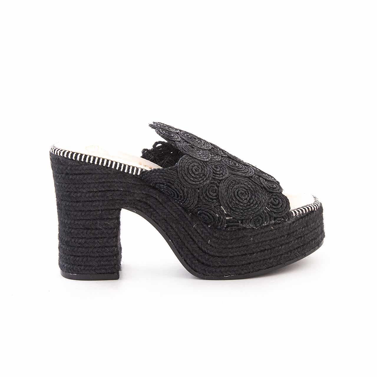 Espadrilles Kadın Tekstil Kauçuk Taban Negro Terlik Terlik