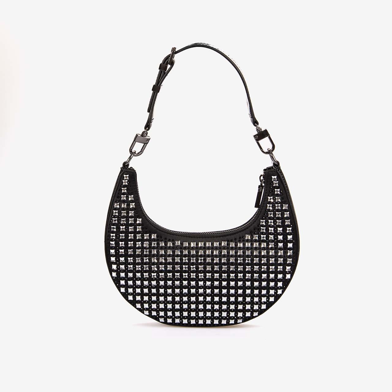 Guess Kadın Siyah Lua Zımba Detaylı Hobo Çanta HWIM9205010