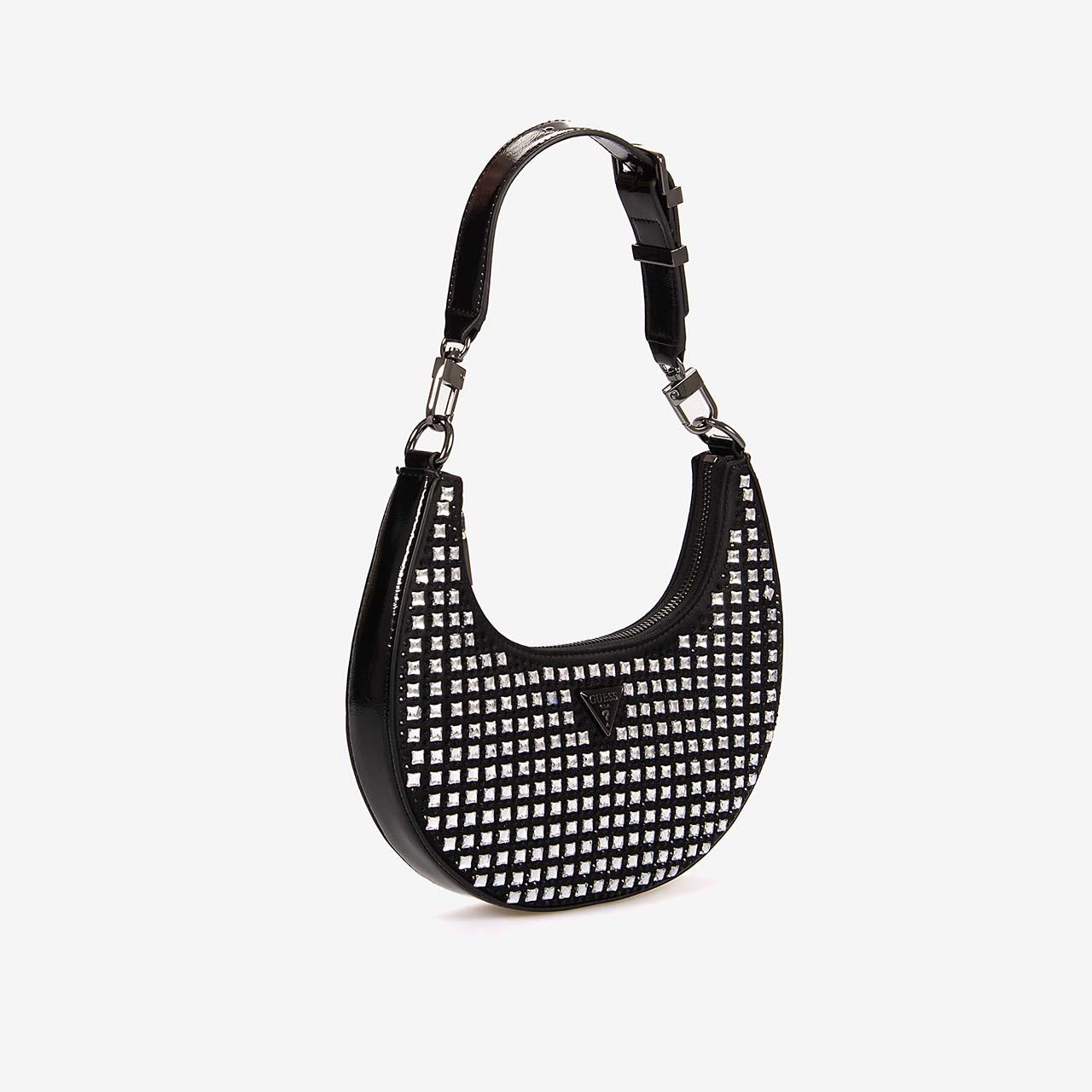 Guess Kadın Siyah Lua Zımba Detaylı Hobo Çanta HWIM9205010