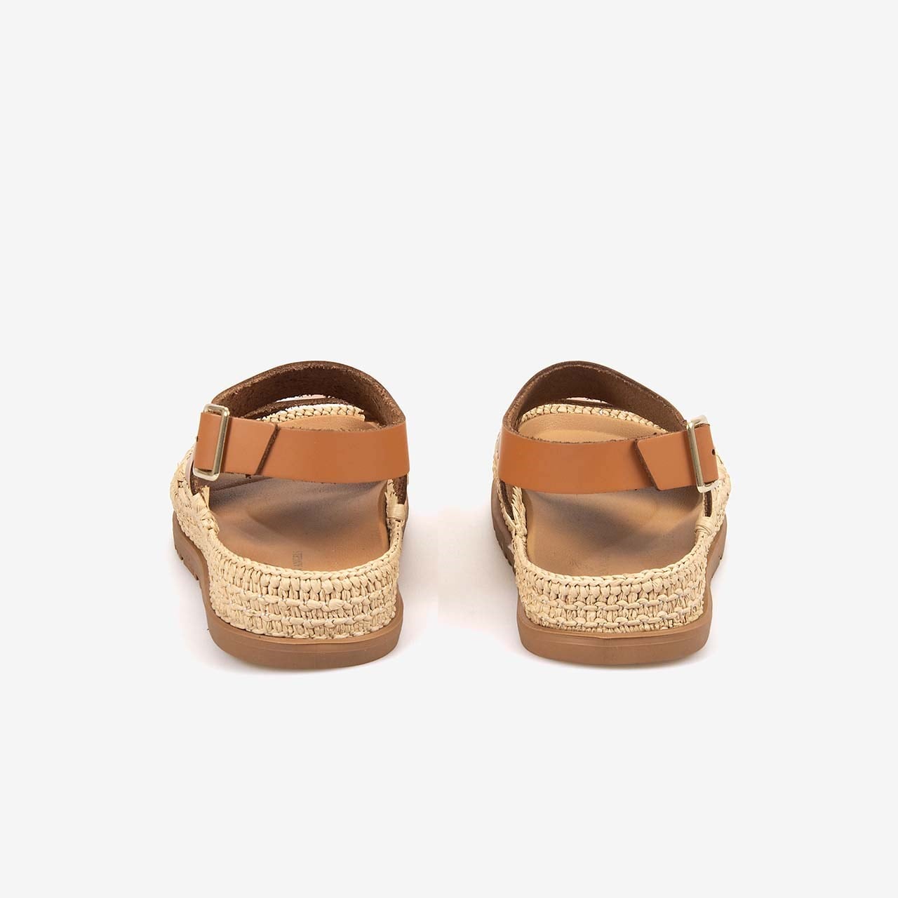 Hawen Angels Kadın Hasır Örgü 3cm Kauçuk Tabanlı Deri Sandalet 4003