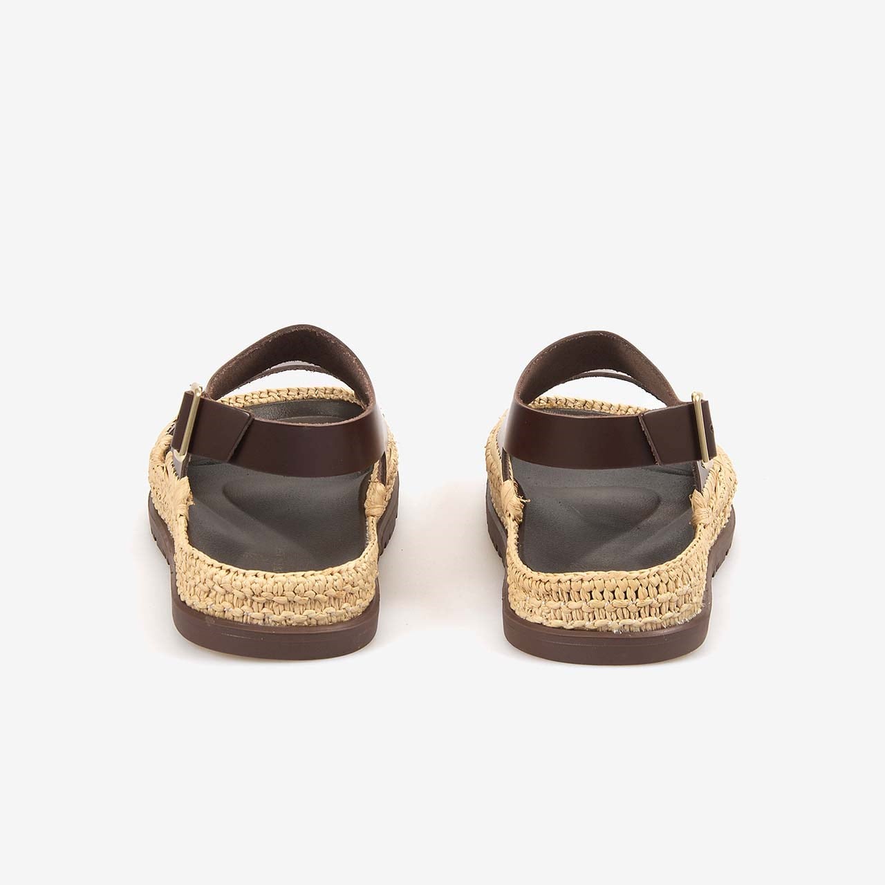 Hawen Angels Kadın Hasır Örgü 3cm Kauçuk Tabanlı Deri Sandalet 4003