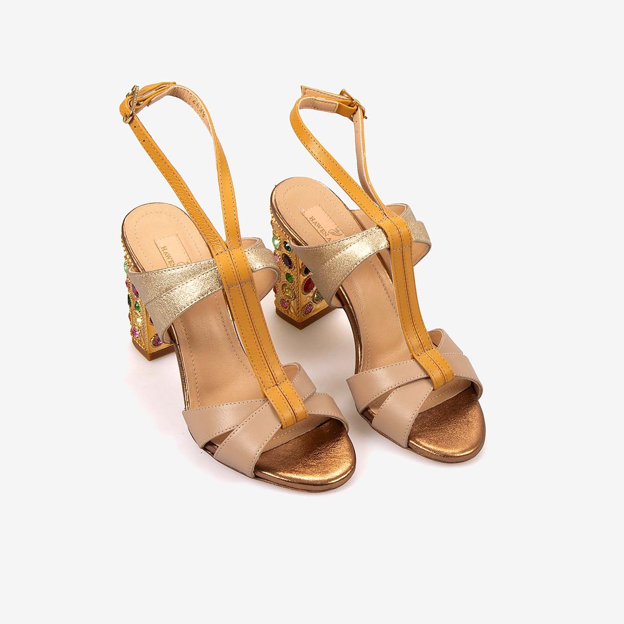 Hawen Angels Kadın Kösele Taban 9,5cm Taşlı Topuklu Gece & Abiye Ayakkabı 380-74