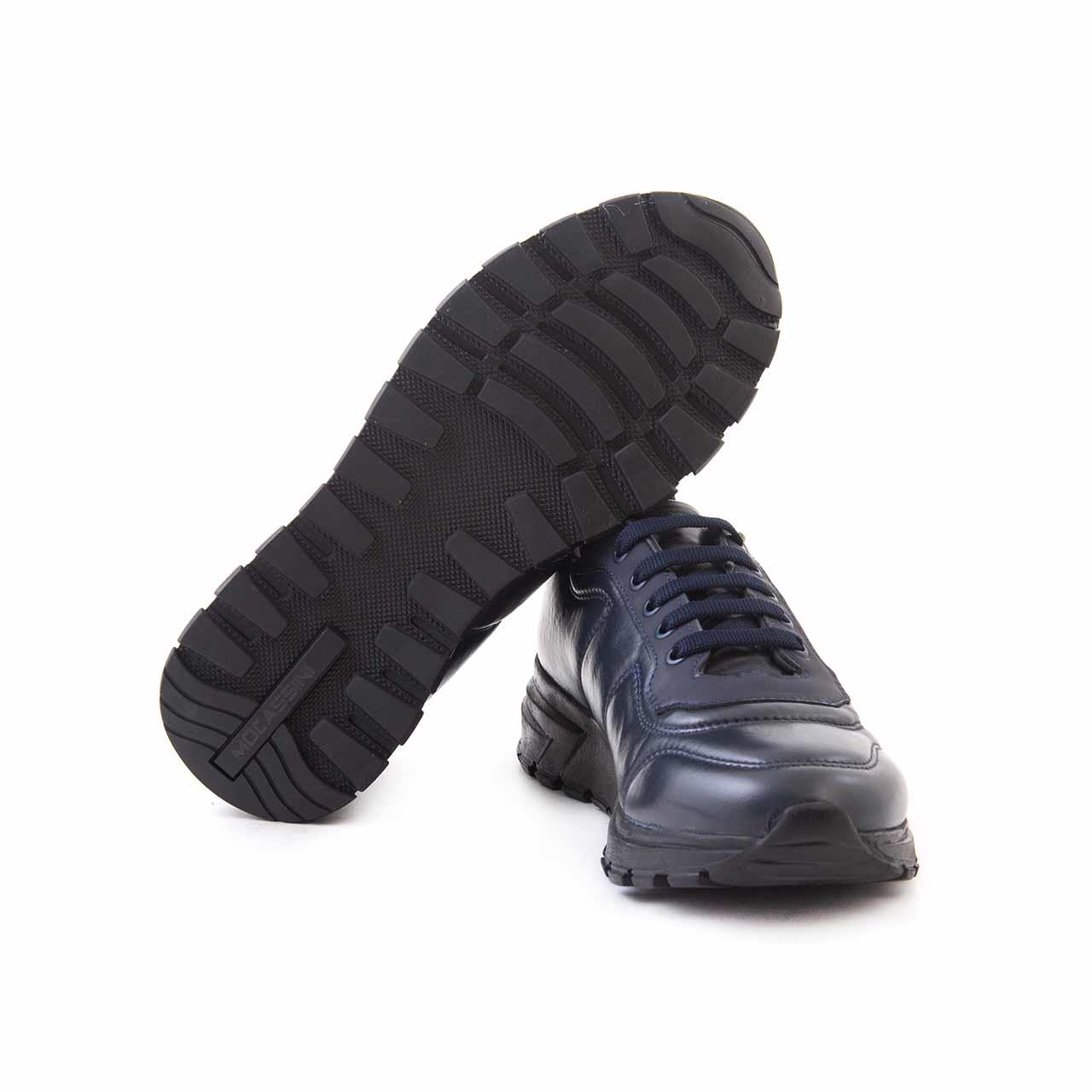 Mocassini Erkek Hakiki Deri Kauçuk Taban Lacivert Spor & Sneaker Ayakkabı