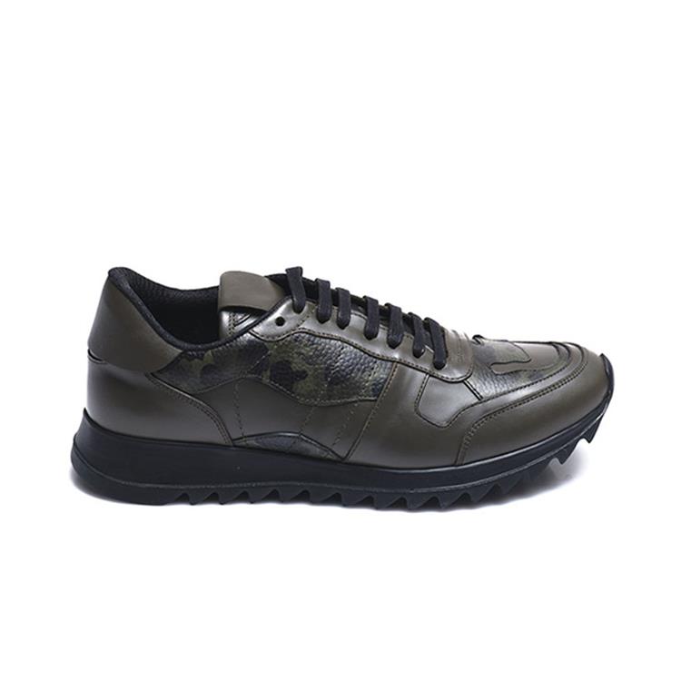 Mocassini Erkek Hakiki Deri Kauçuk Taban Siyah-Yesil Spor & Sneaker Ayakkabı