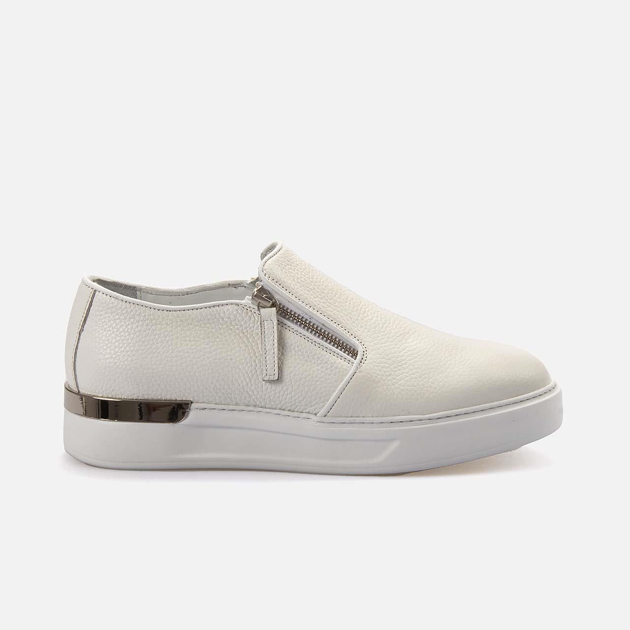 Mocassini Erkek Hakiki Deri Eva Taban Beyaz Spor & Sneaker Ayakkabı
