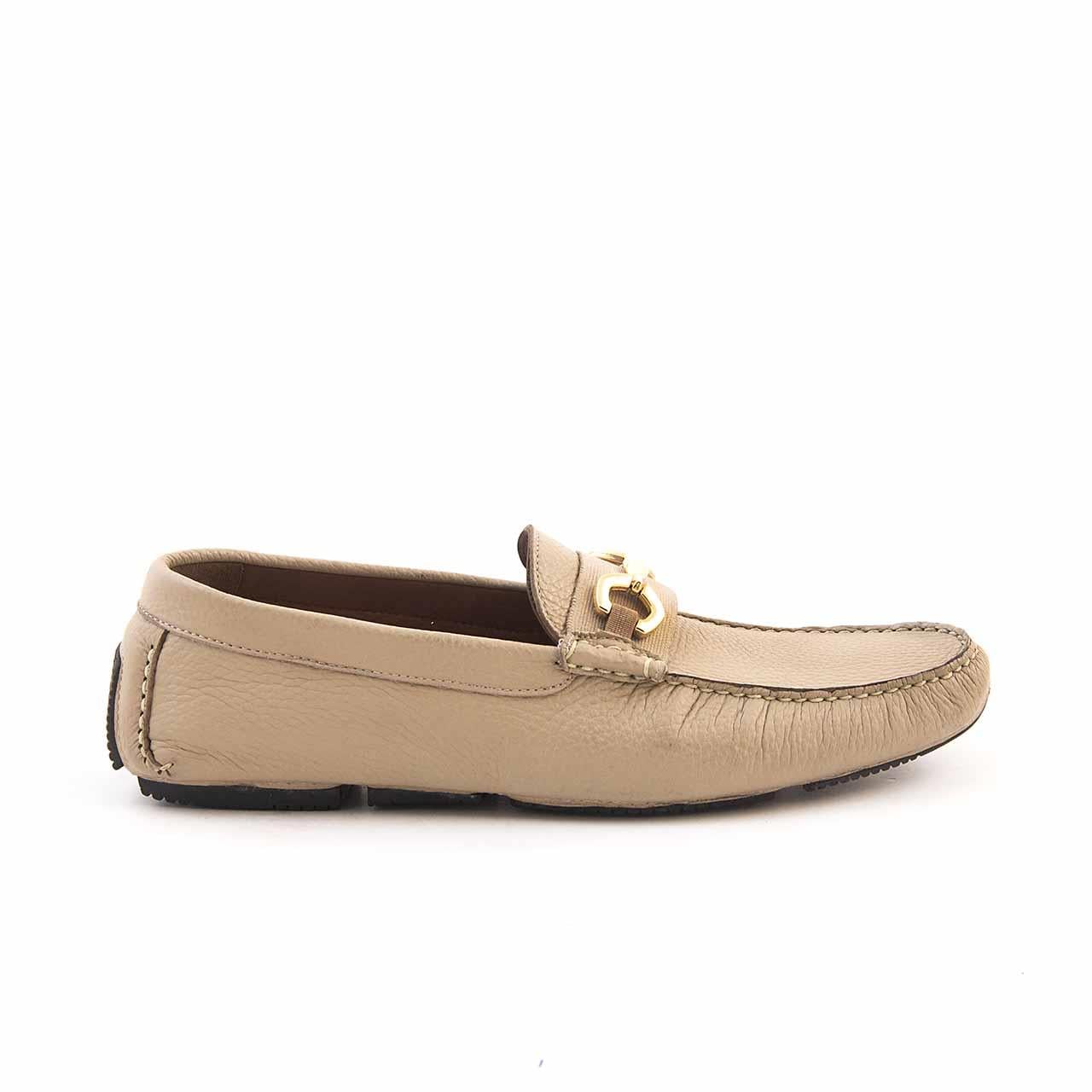Mocassini Gold Erkek Geyik Derisi Bej Loafer Konforlu Ayakkabı