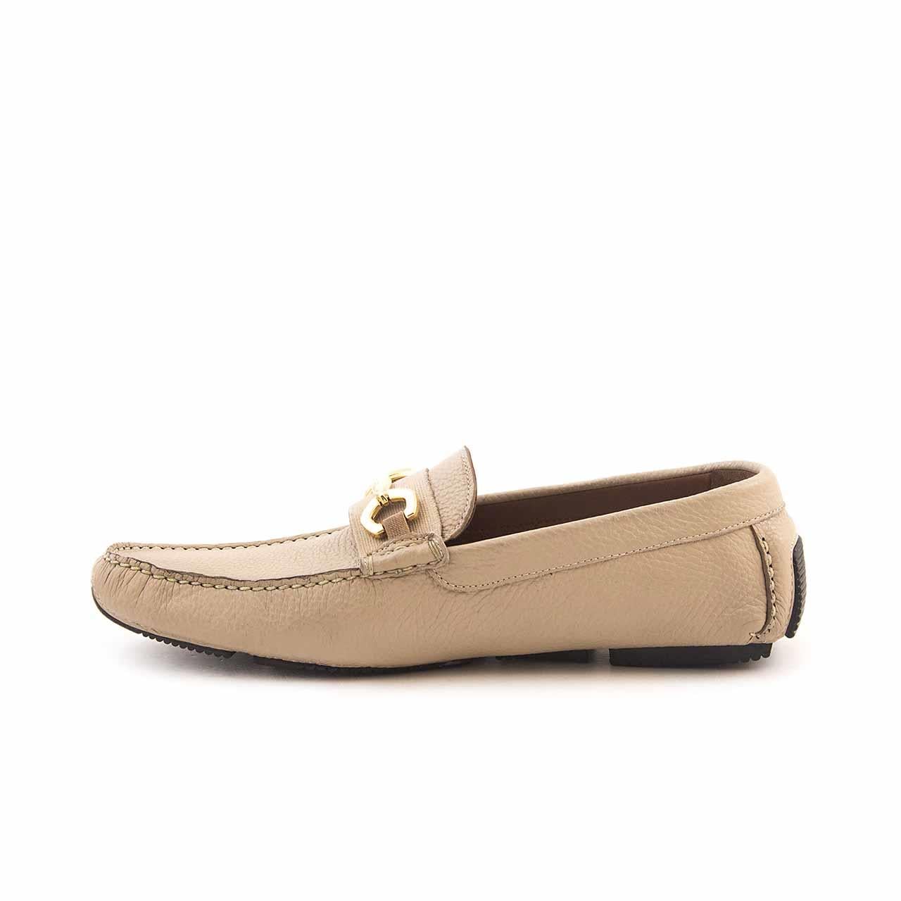 Mocassini Gold Erkek Geyik Derisi Bej Loafer Konforlu Ayakkabı