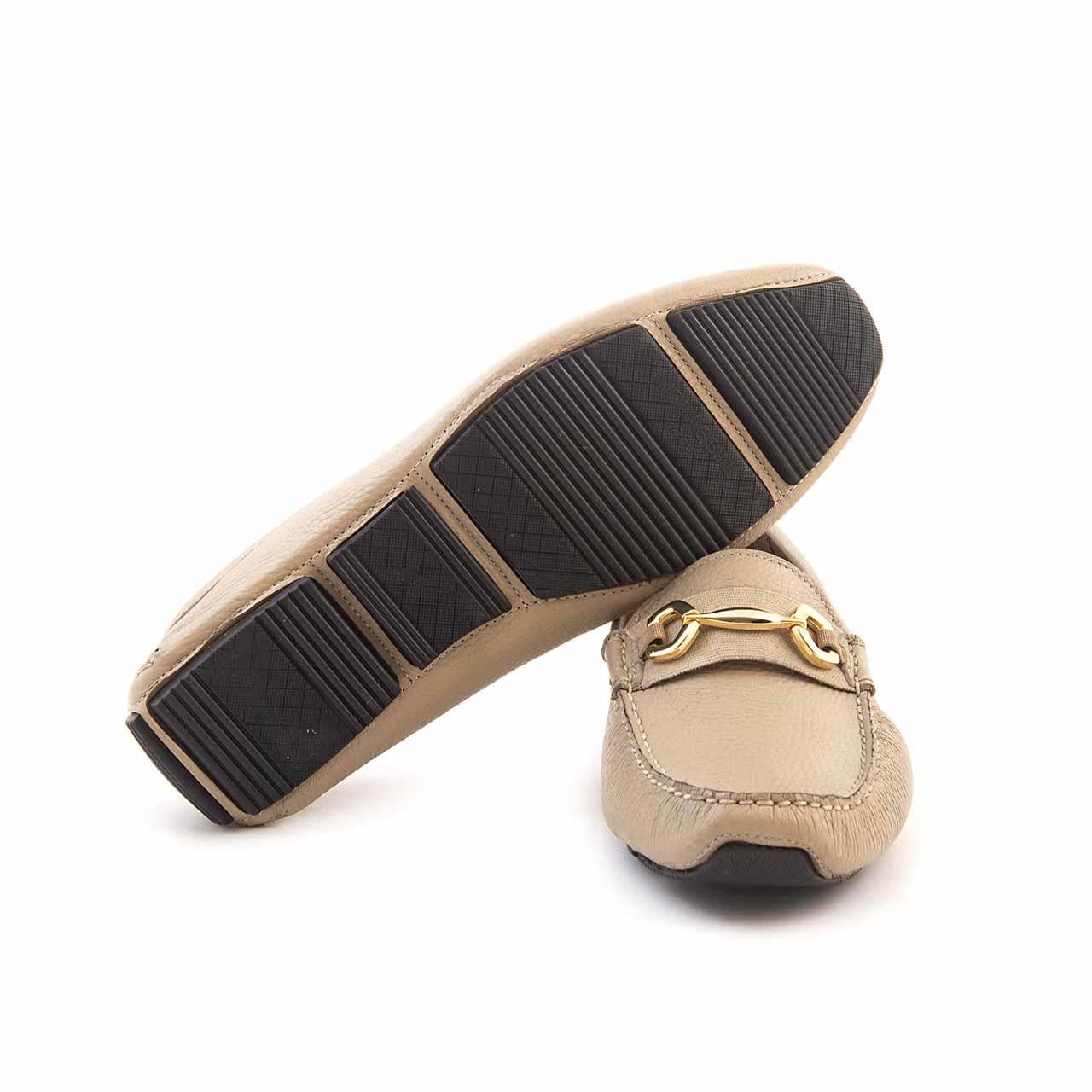 Mocassini Gold Erkek Geyik Derisi Bej Loafer Konforlu Ayakkabı