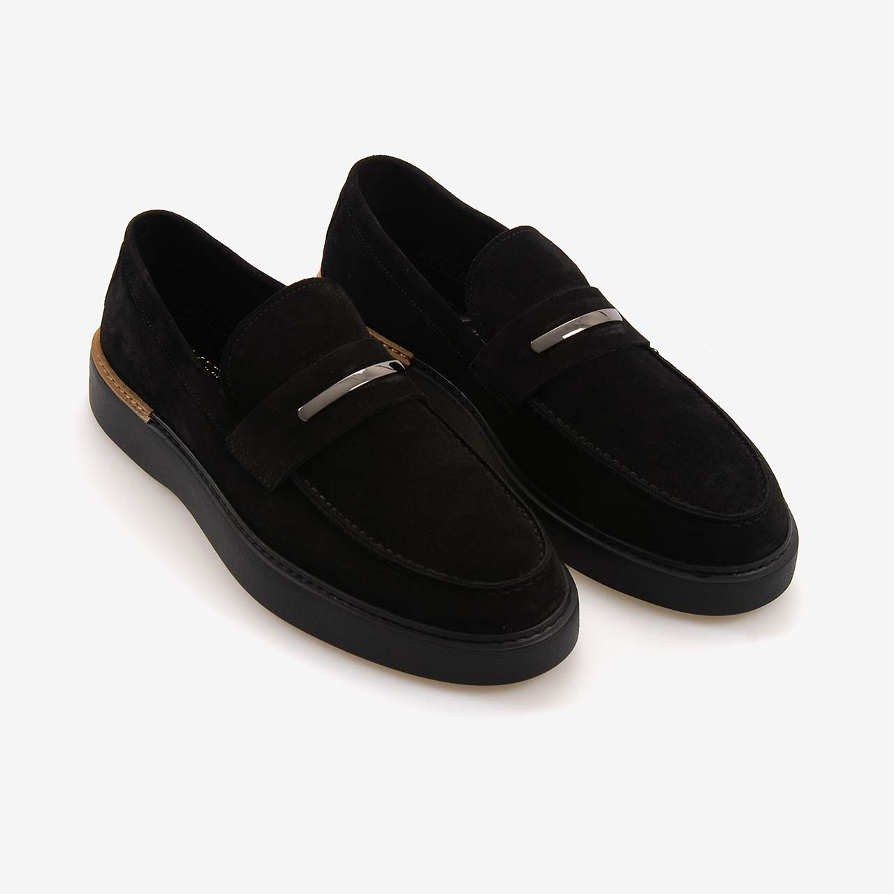 Mocassini Gold Erkek Eva Taban Hakiki Deri Siyah Süet Loafer A7609