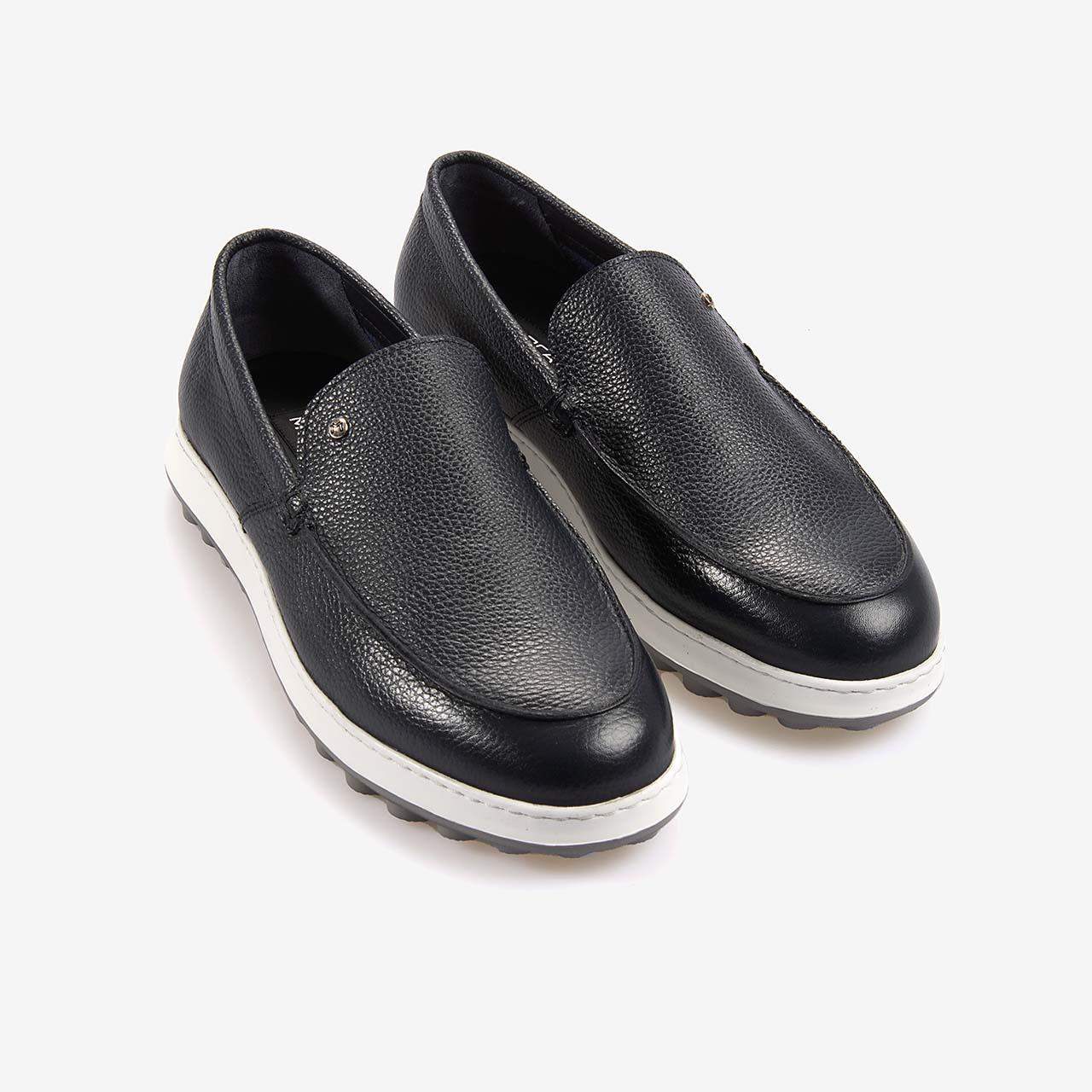 Mocassini Hakiki Deri Erkek Spor & Sneaker Lacivert Floter Ayakkabı