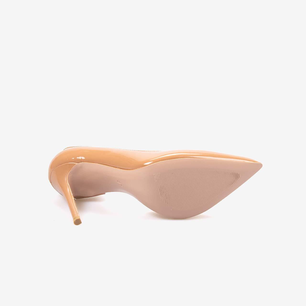 Mocassini Hakiki Deri Kadın Rugan Gece & Abiye Bej Stiletto Ayakkabı 9039