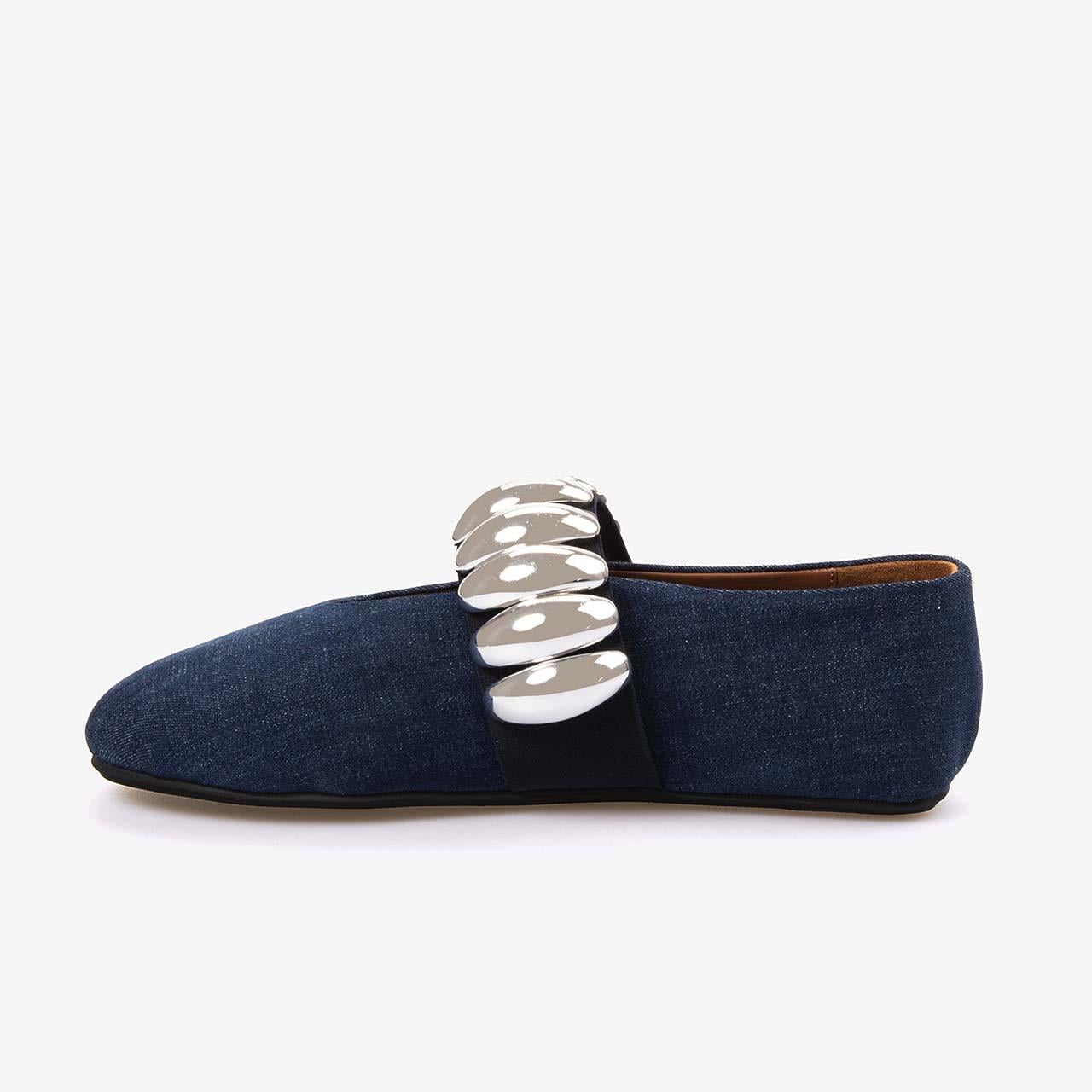 Mocassini Kadın Kumaş Kauçuk Taban Jeans Babet 