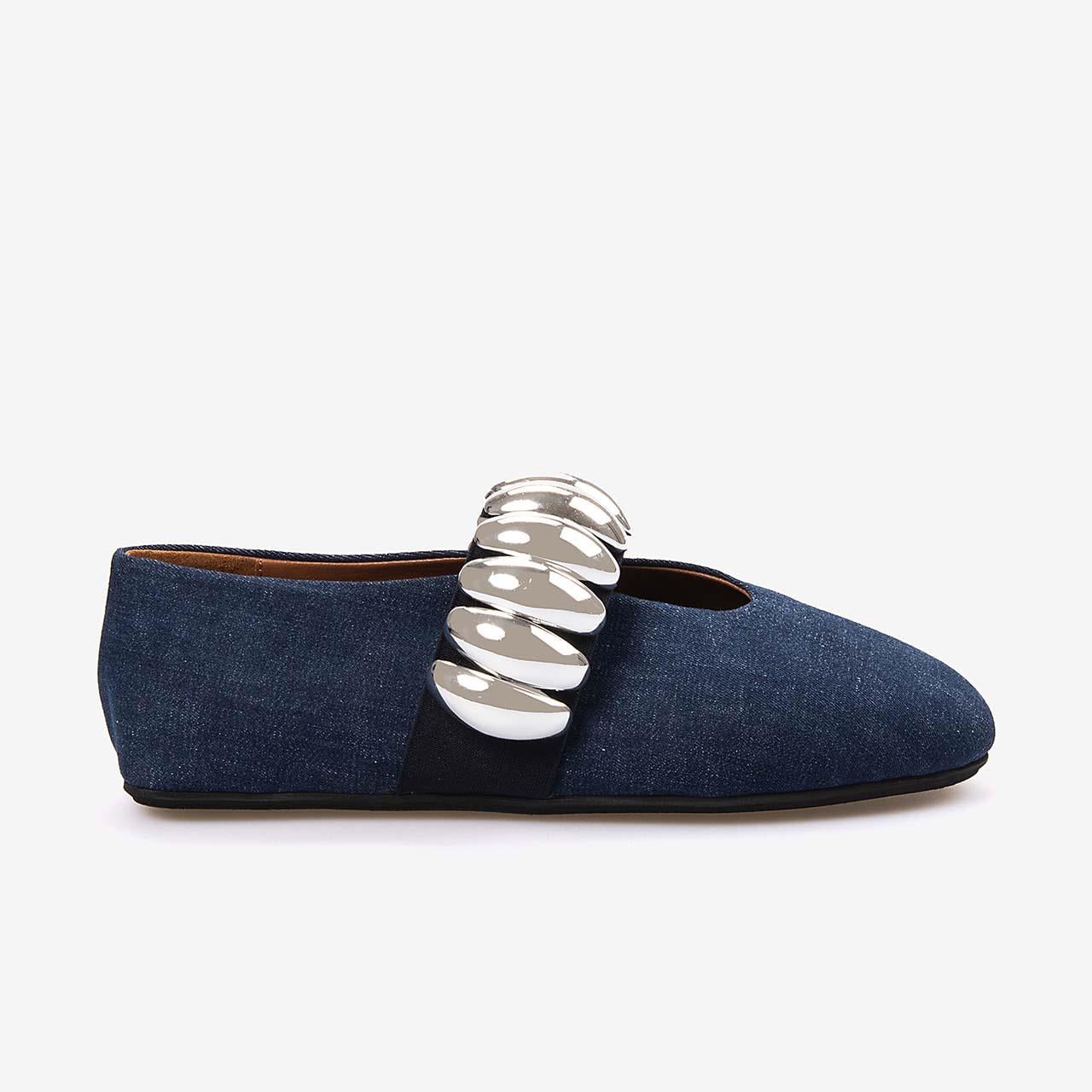 Mocassini Kadın Kumaş Kauçuk Taban Jeans Babet 
