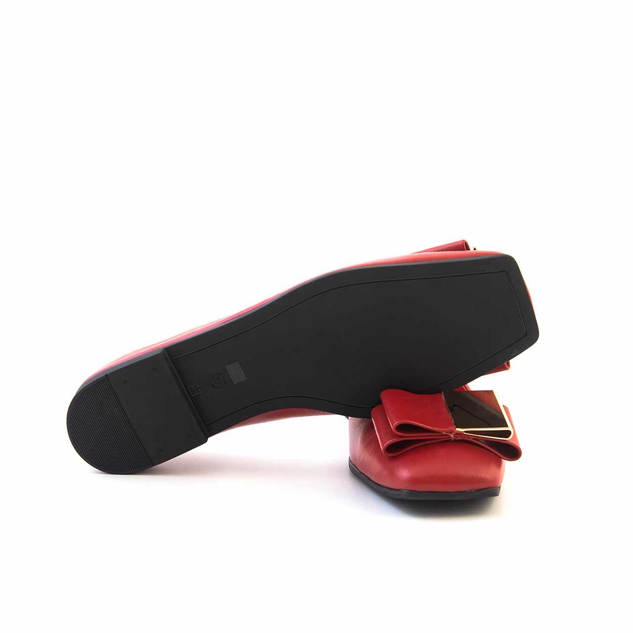 Mocassini Kadın Hakiki Deri Kösele Taban Kırmızı Babet Ayakkabı