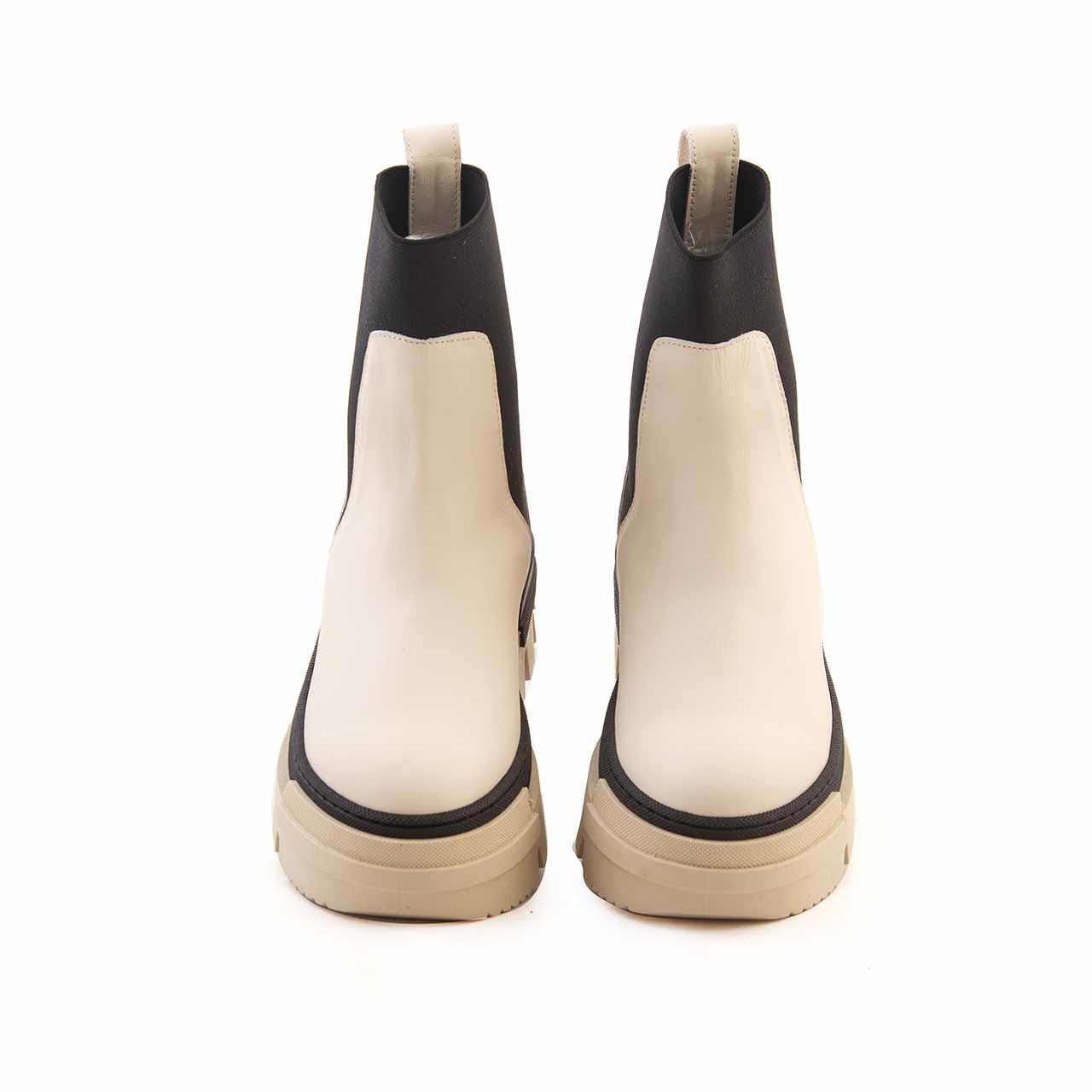 Mocassini Kadın Hakiki Deri Kauçuk Taban Bej Günlük Bot