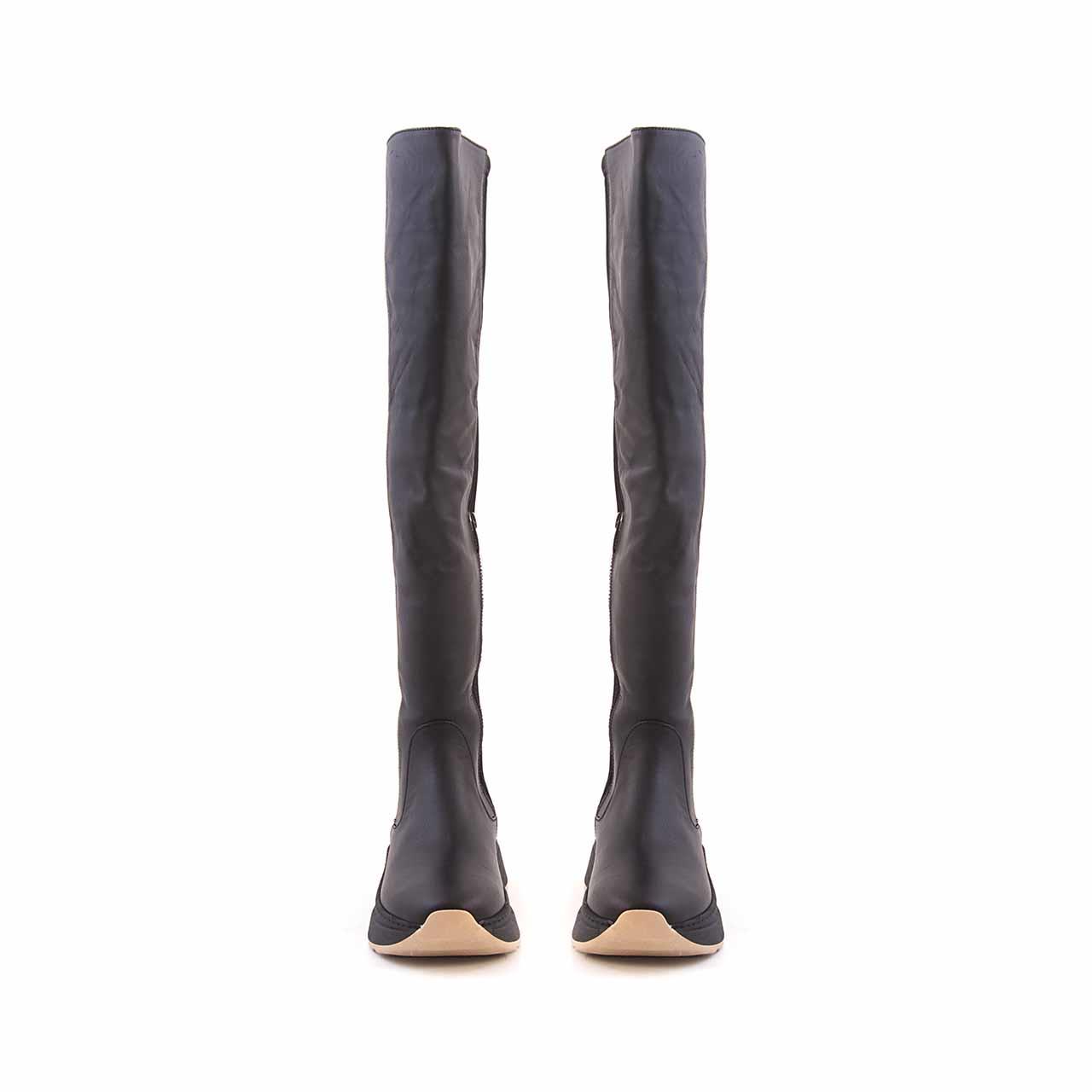 Mocassini Kadın Hakiki Deri Kauçuk Taban Siyah Günlük Çizme