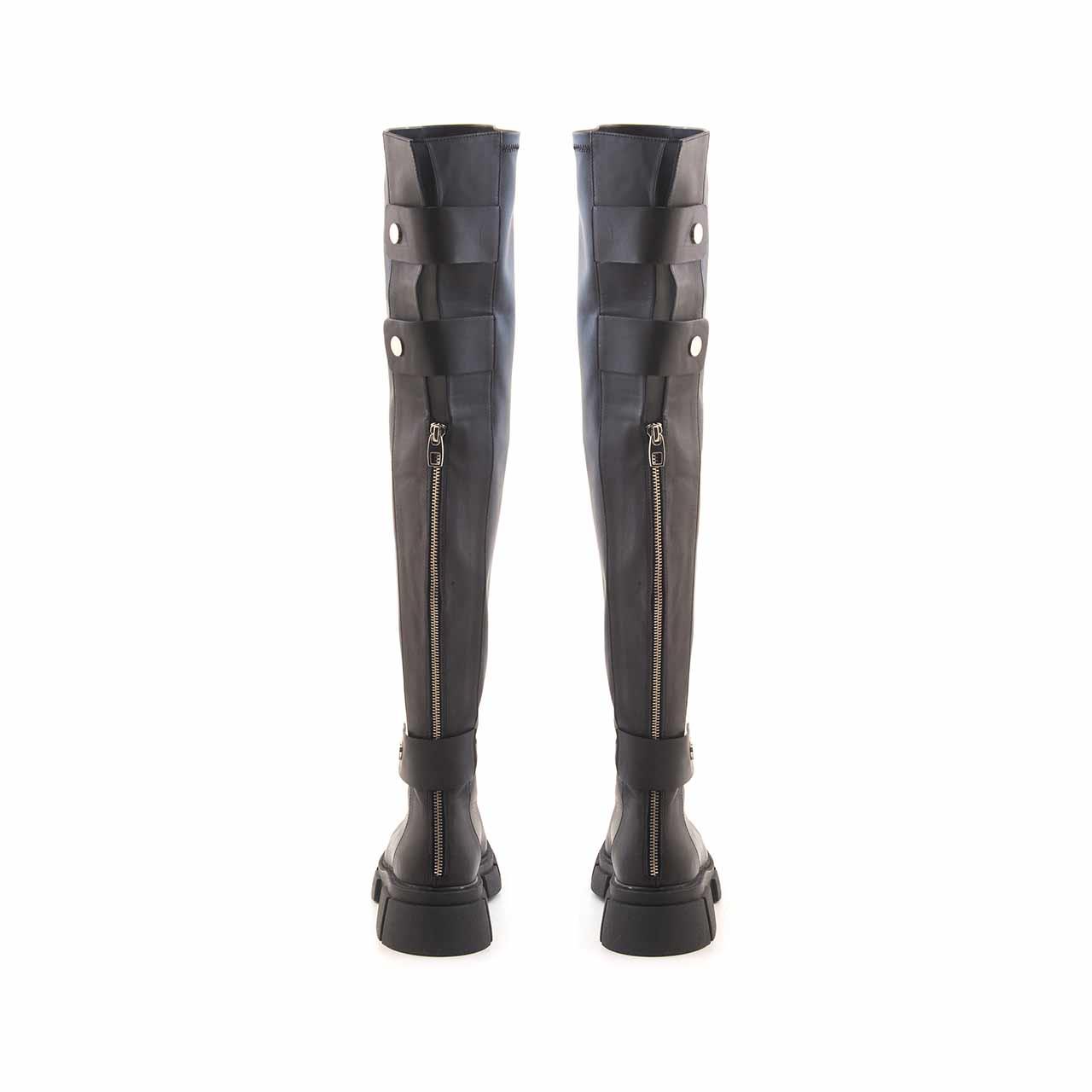 Mocassini Kadın Hakiki Deri Kauçuk Taban Siyah Günlük Çizme