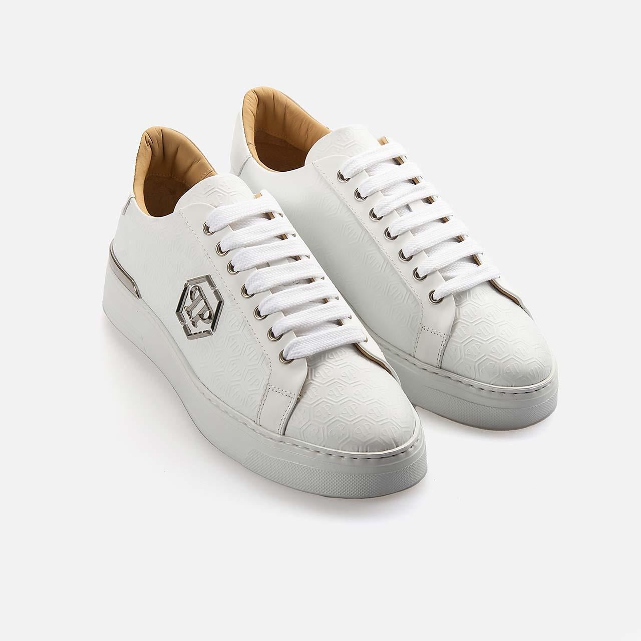 Philipp Plein Erkek Hakiki Deri Beyaz Spor & Sneaker Ayakkabı