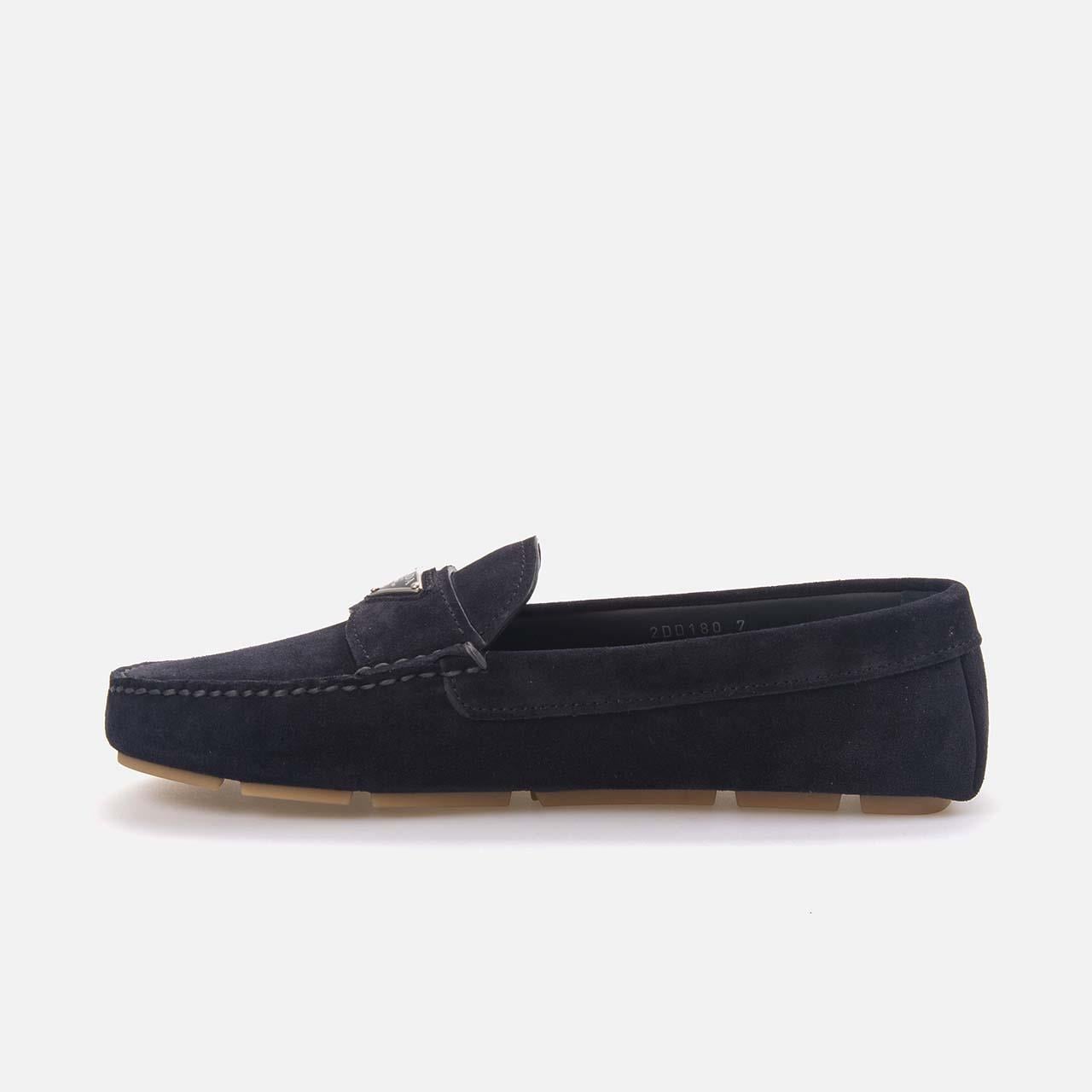 Prada Erkek Hakiki Deri Mavi Loafer Konforlu Ayakkabı