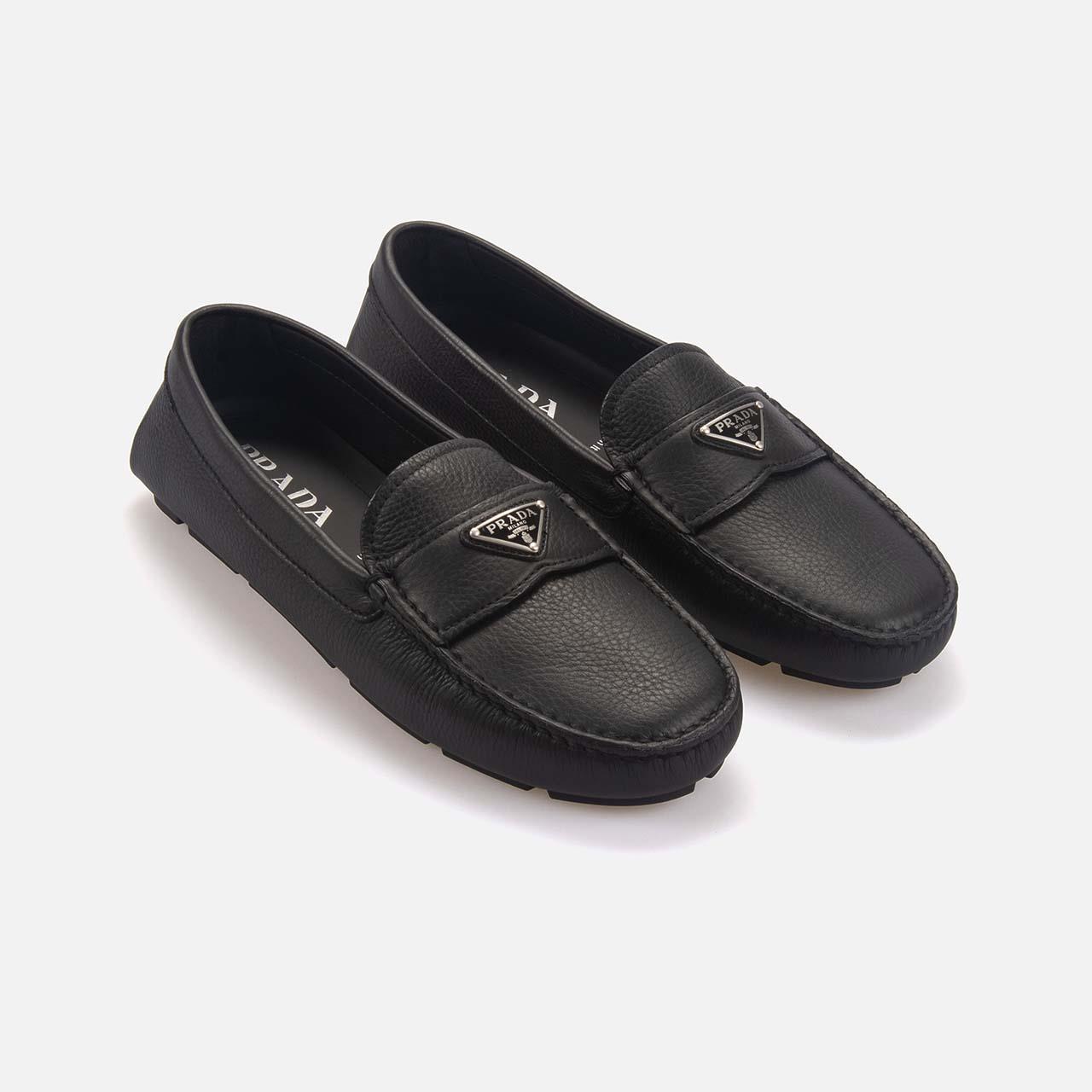 Prada Erkek Hakiki Deri Siyah Loafer Konforlu Ayakkabı