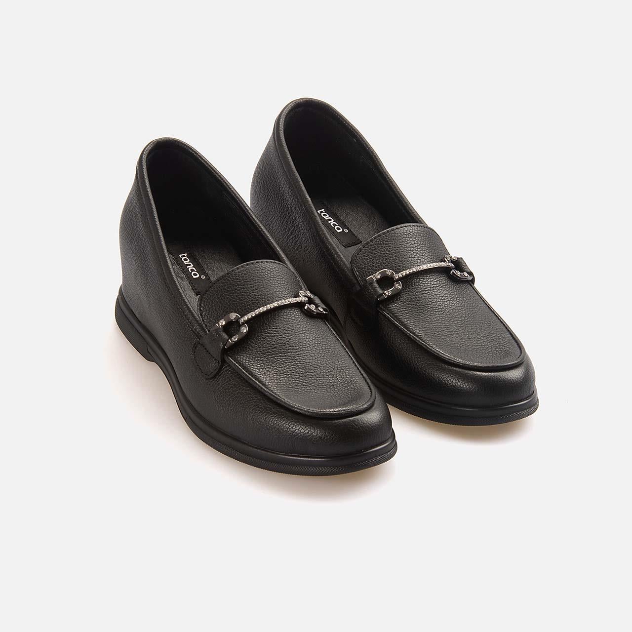 Tanca Kadın Hakiki Deri Siyah Topuklu Ayakkabı