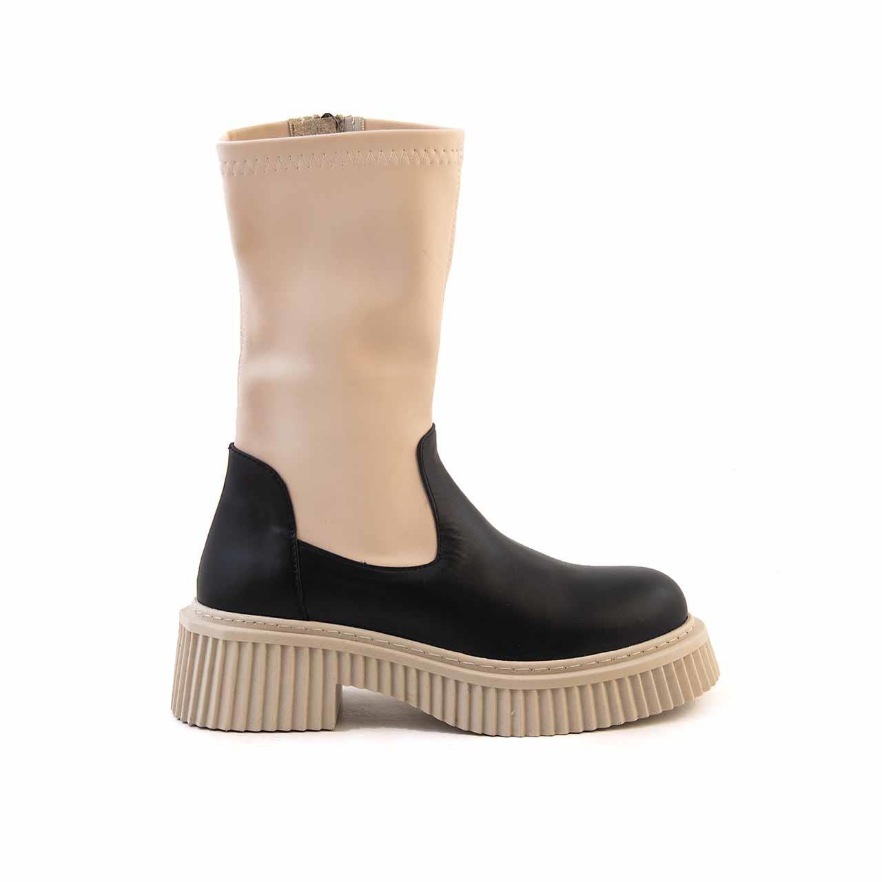 Rouge Kadın Hakiki Deri Termo Taban Siyah-Bej Günlük Bot