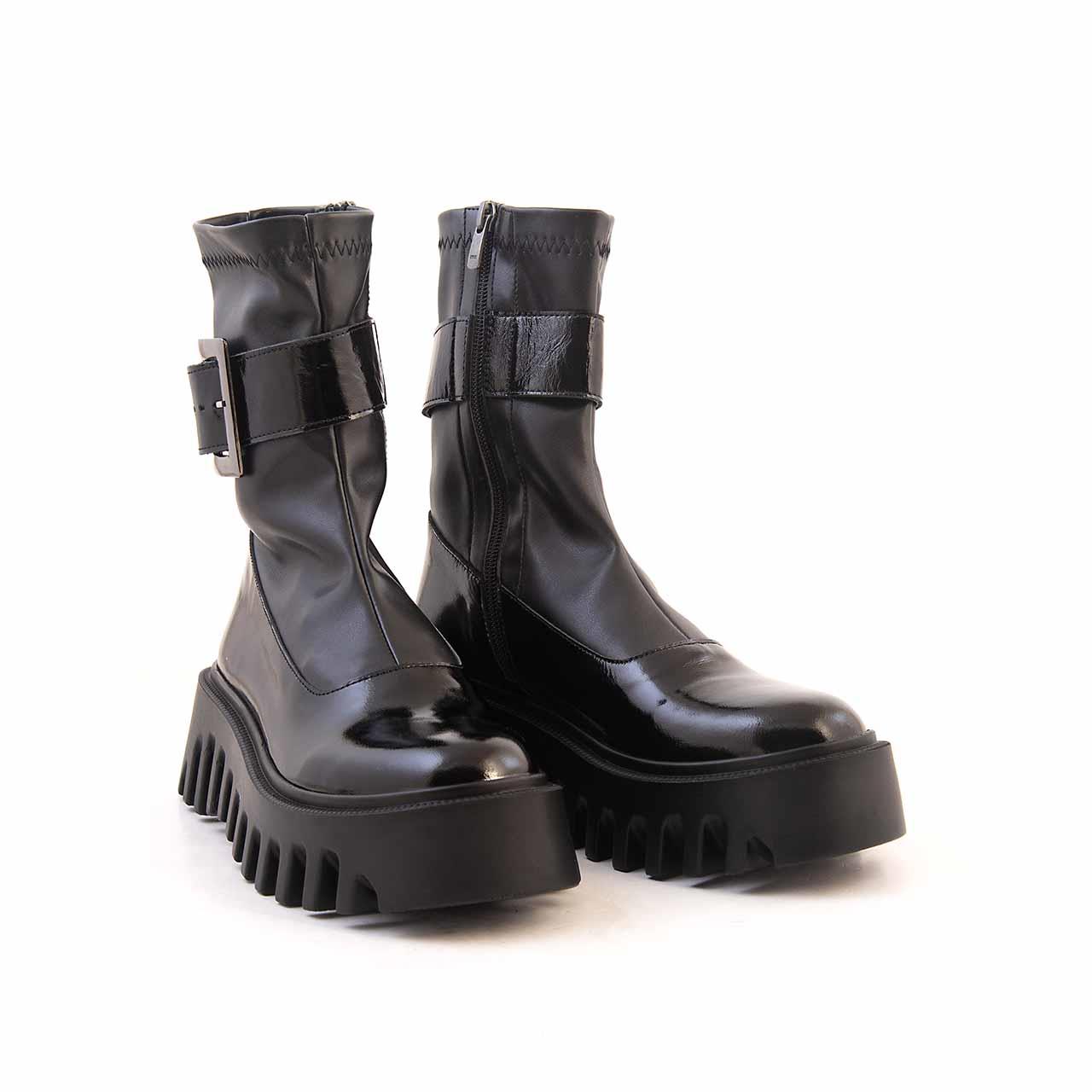 Rouge Kadın Hakiki Deri Poli Taban Siyah Günlük Bot