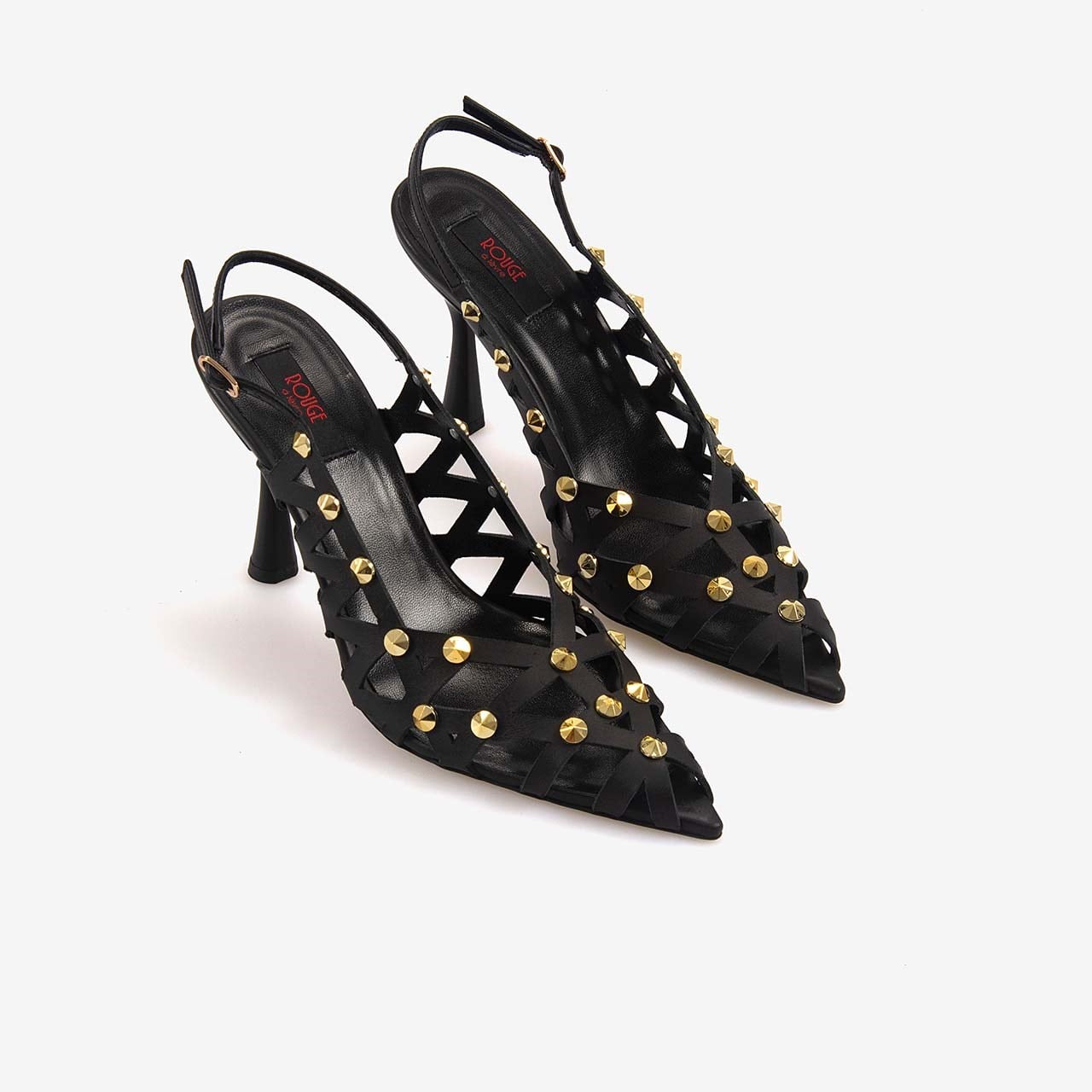 Rouge Kadın Enjeksiyon Kösele Hakiki Deri Fileli 10cm Topuklu Ayakkabı 1362