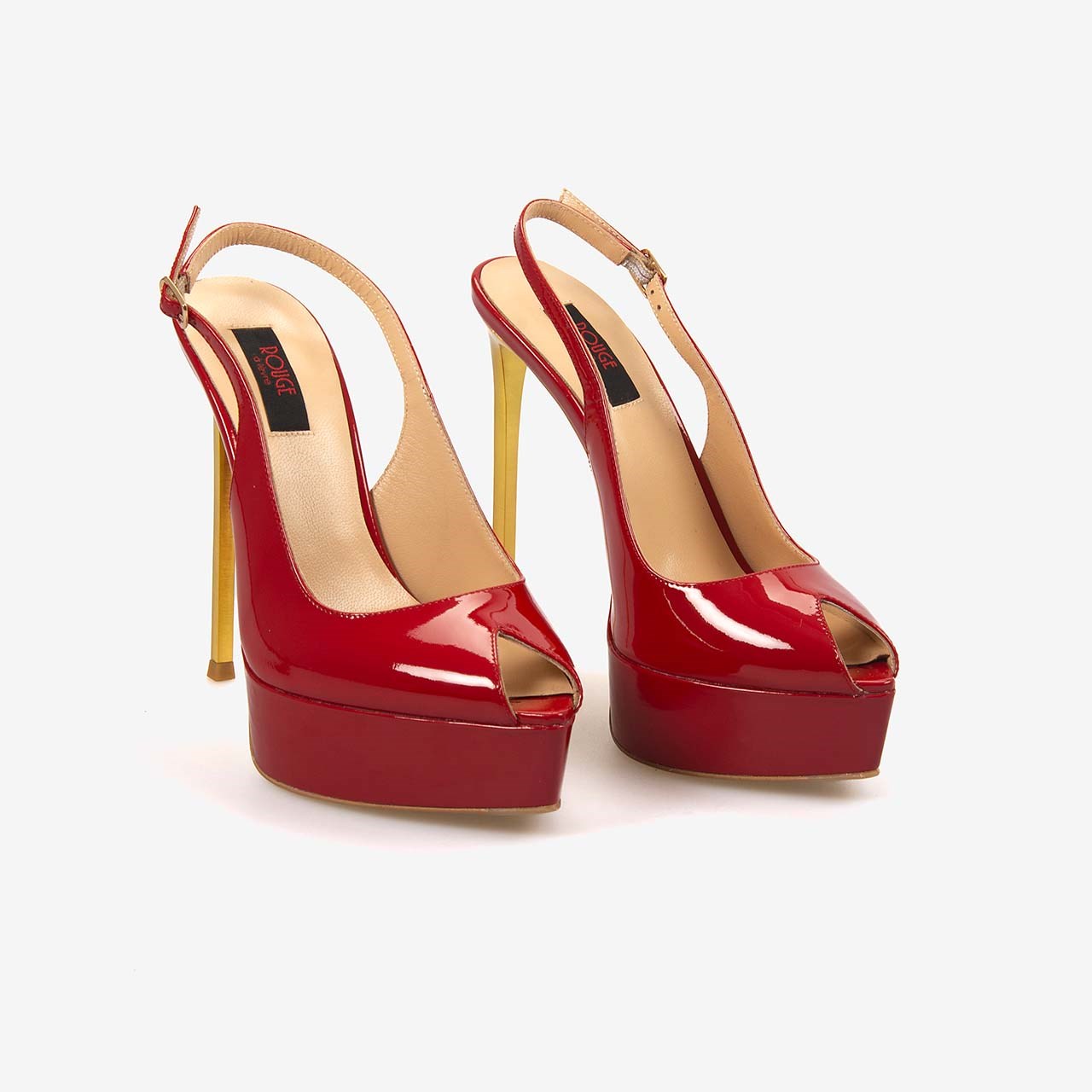 Rouge Kadın Enjeksiyon Kösele Taban Slingback 14,5cm İnce Topuklu Gece & Abiye Ayakkabı 7608