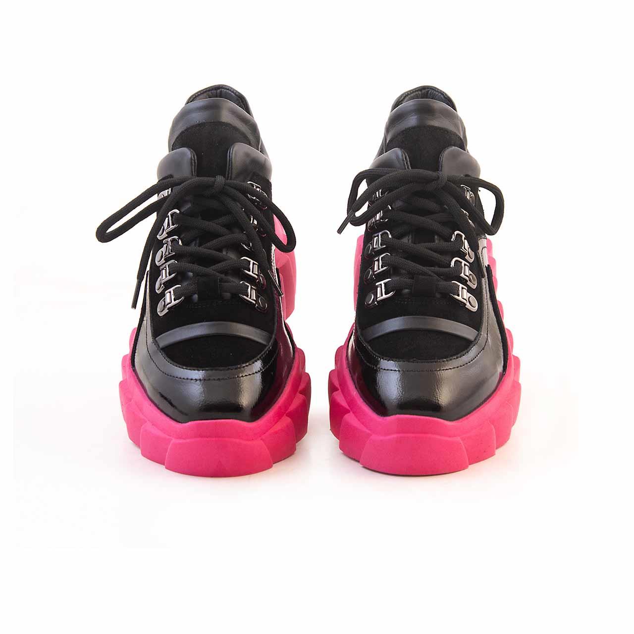 Rouge Kadın Hakiki Deri Termo Taban Siyah Süet-Fuşya Spor & Sneaker Ayakkabı
