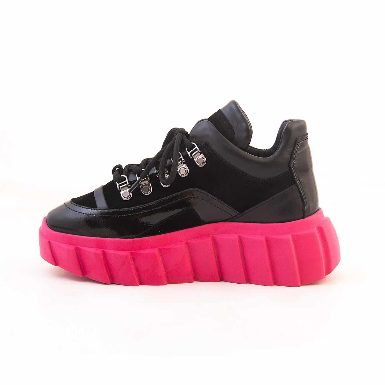 Rouge Kadın Hakiki Deri Termo Taban Siyah Süet-Fuşya Spor & Sneaker Ayakkabı