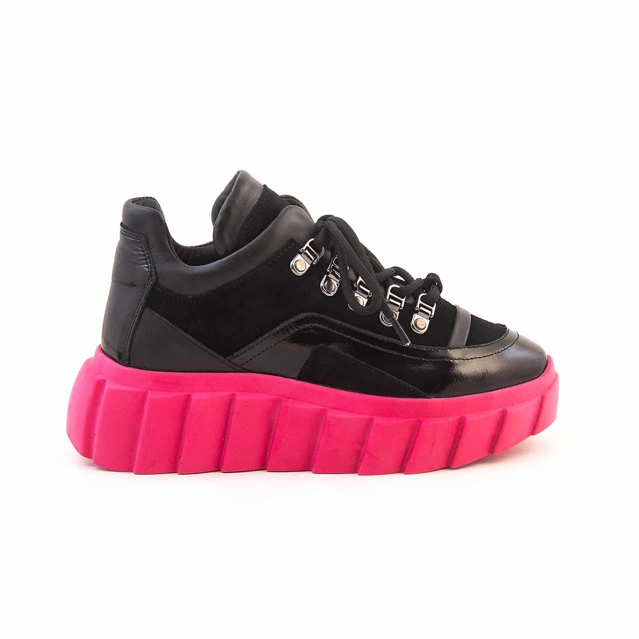 Rouge Kadın Hakiki Deri Termo Taban Siyah Süet-Fuşya Spor & Sneaker Ayakkabı