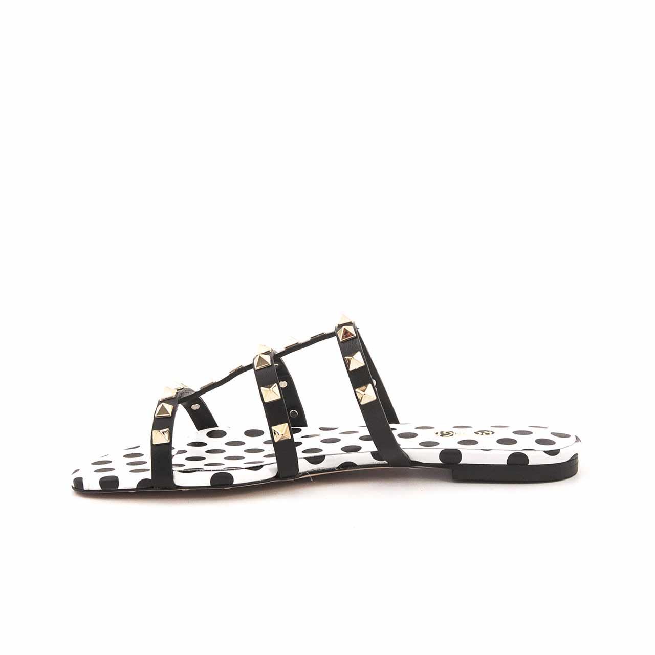 Rouge Kadın Hakiki Deri Neolit Taban Siyah - Beyaz Terlik Terlik